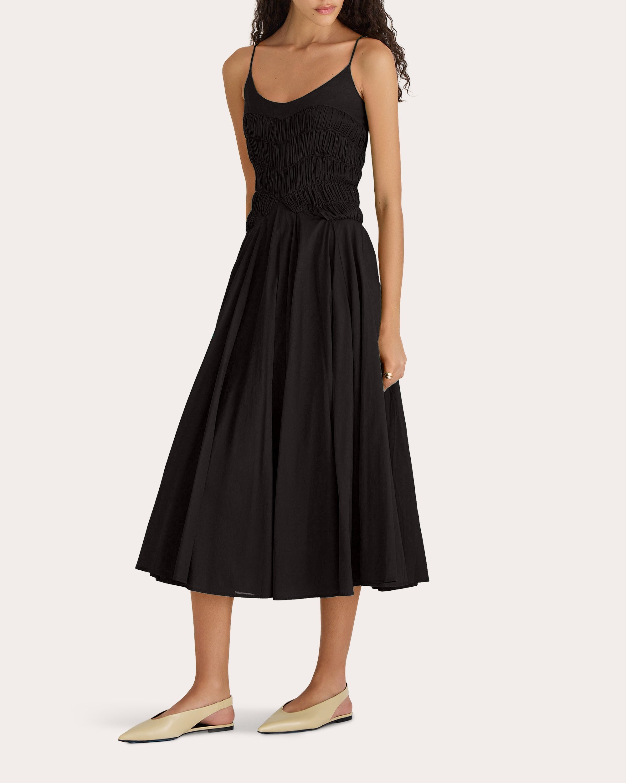 Kaede Ruched Cotton Voile Midi Dress