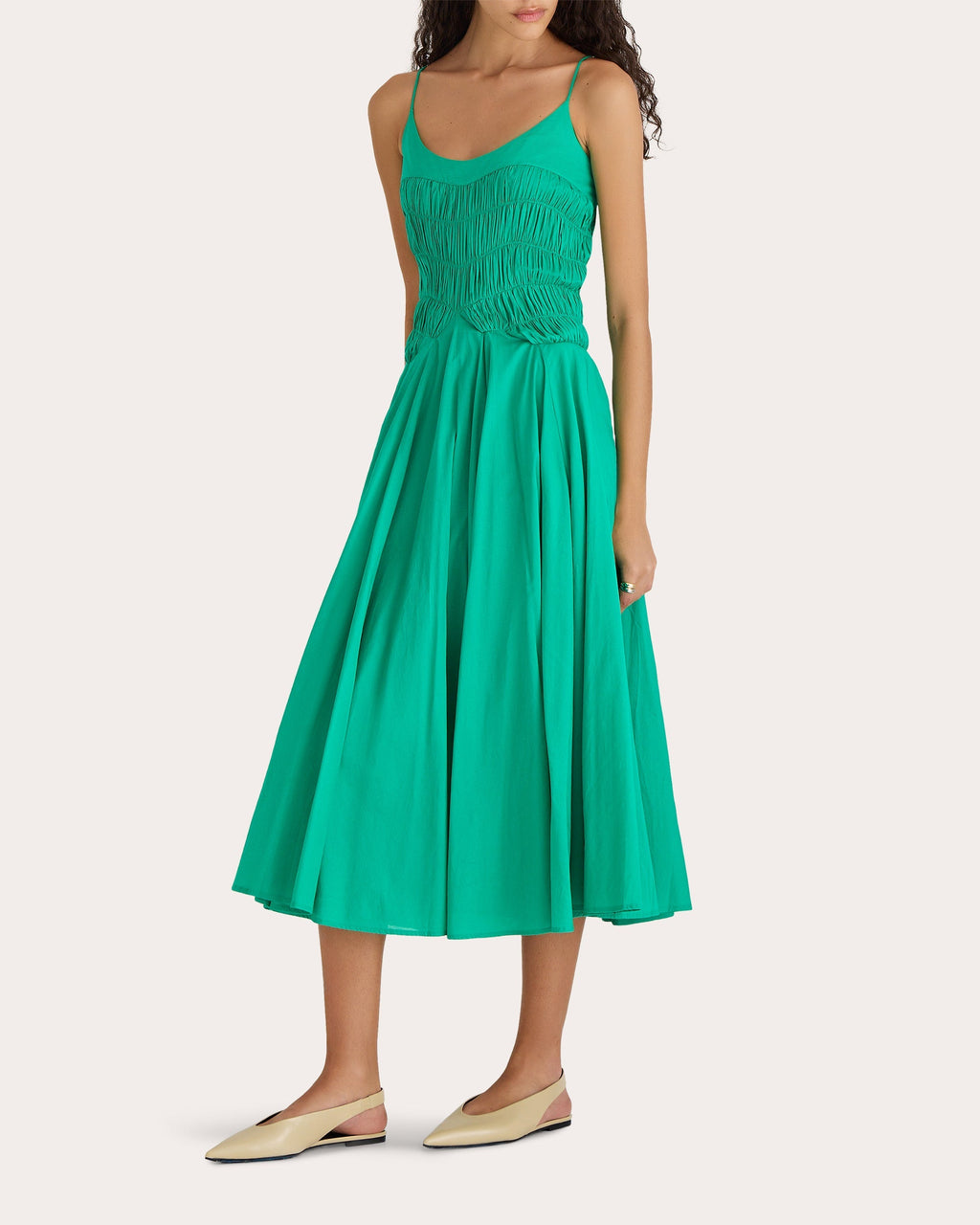 Kaede Ruched Cotton Voile Midi Dress