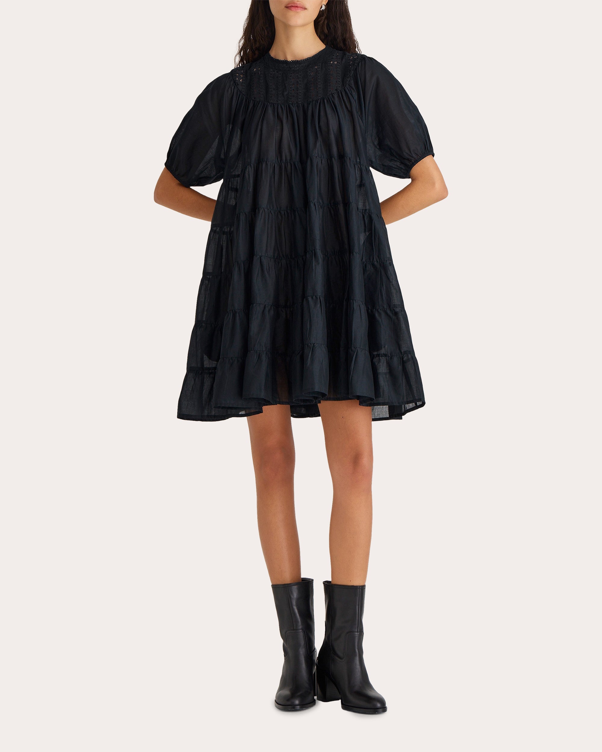 Estelle Tiered Cotton Voile Mini Dress