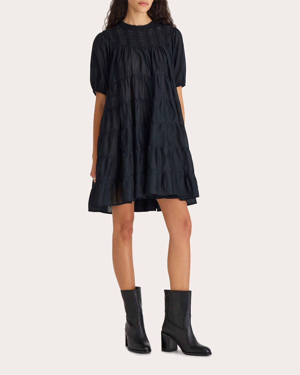 Estelle Tiered Cotton Voile Mini Dress