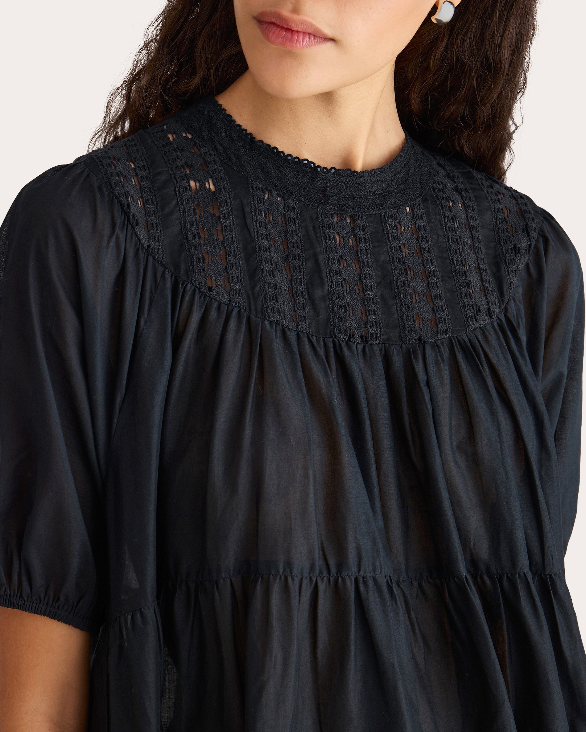 Estelle Tiered Cotton Voile Mini Dress