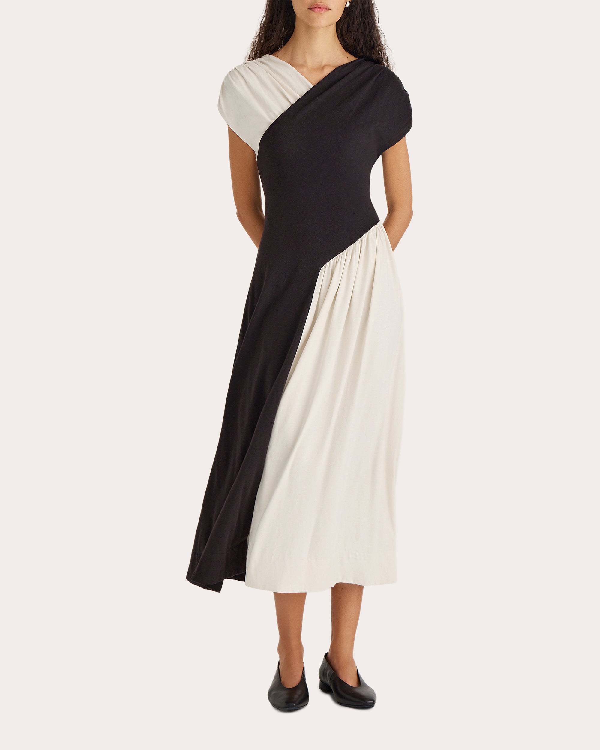 Hinoki Gathered Twist Effect Cotton Jersey Midi Dress