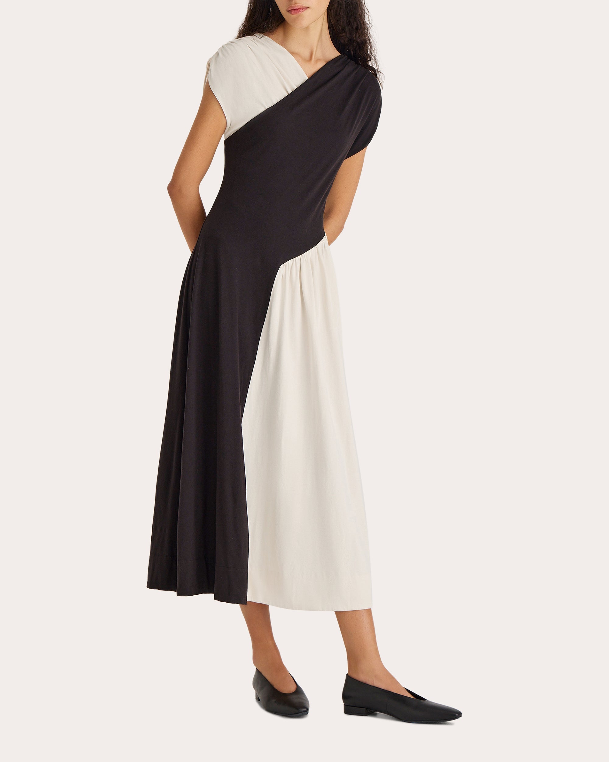 Hinoki Gathered Twist Effect Cotton Jersey Midi Dress