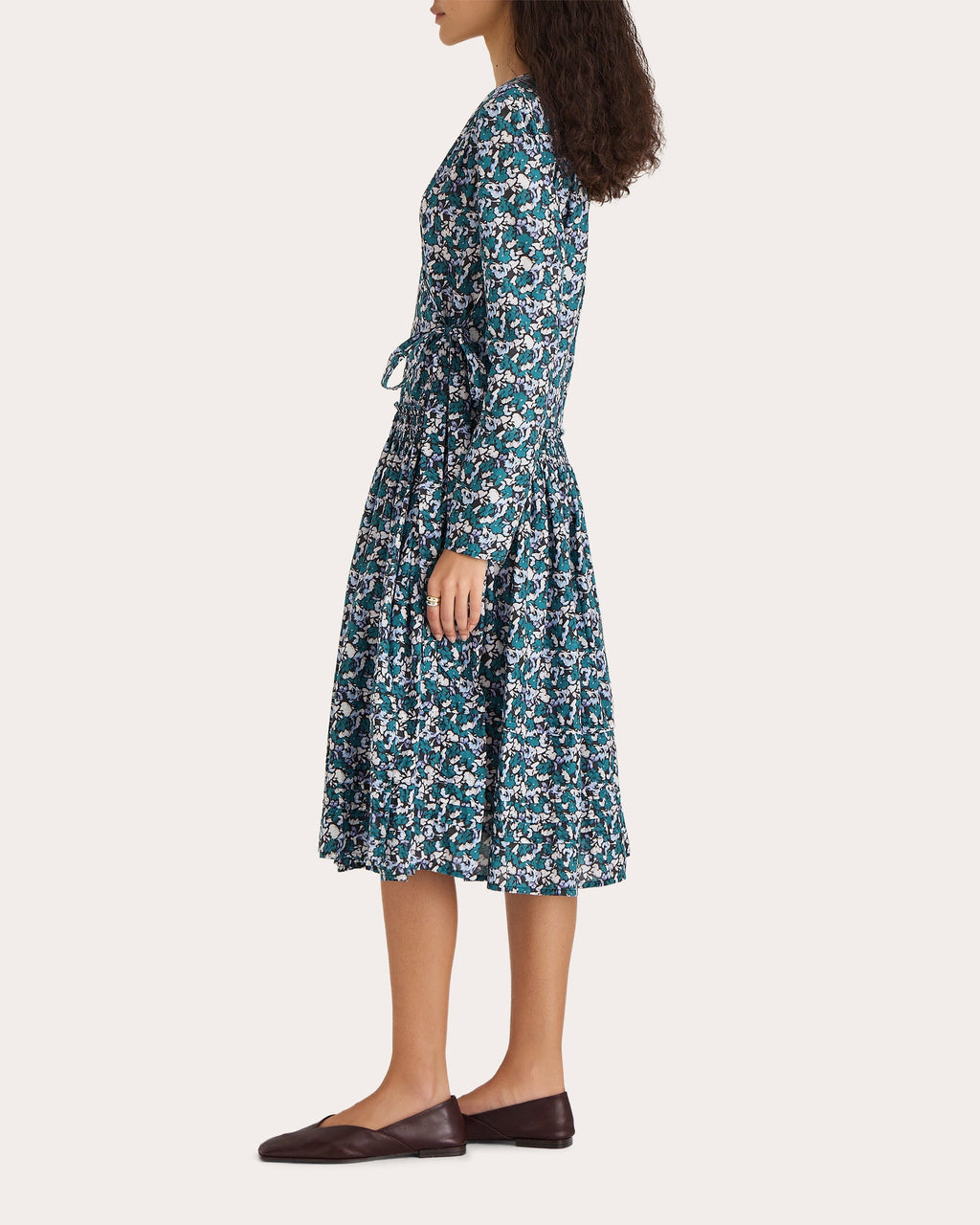 Lilas Printed Smocked Cotton Wrap Dress