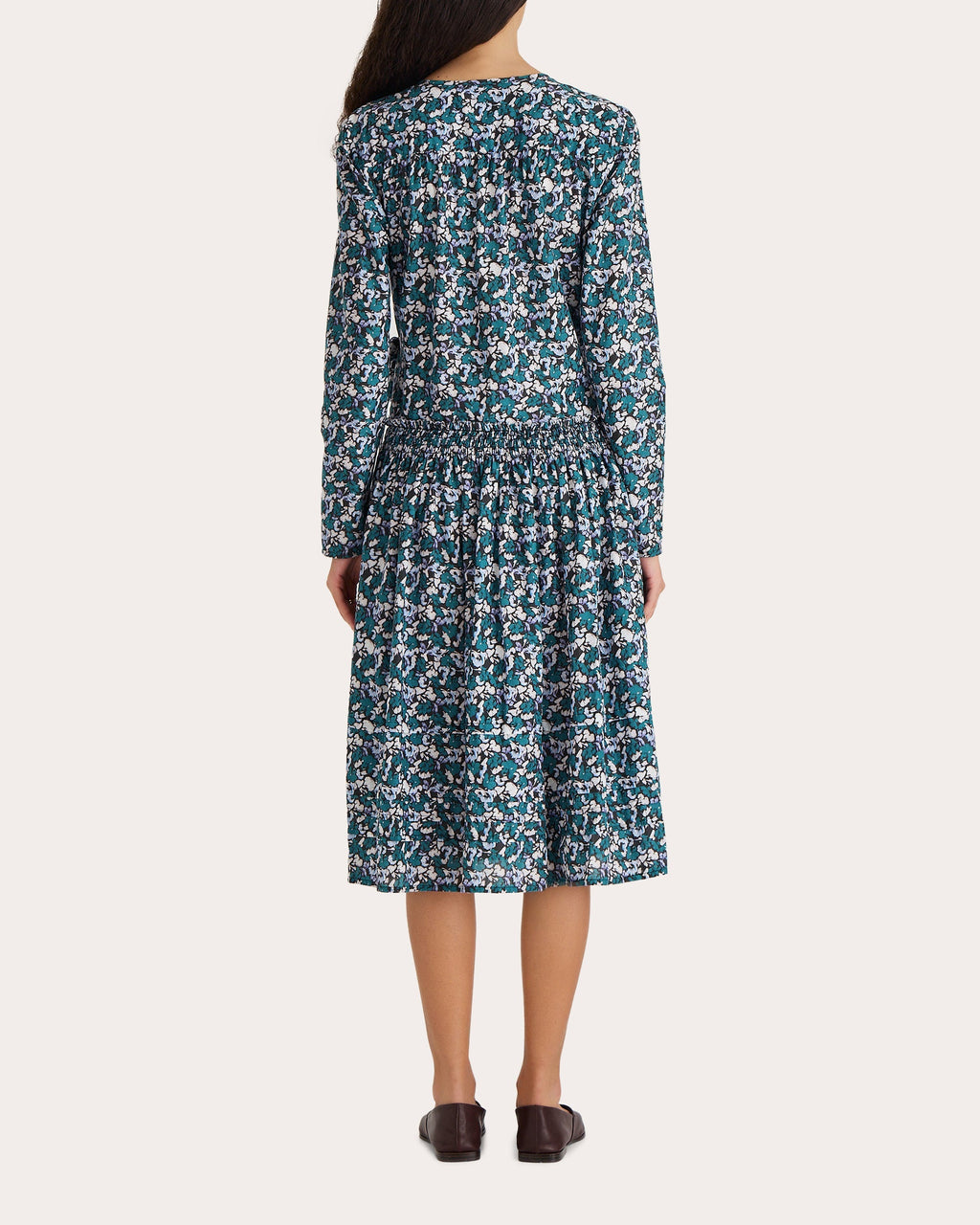 Lilas Printed Smocked Cotton Wrap Dress