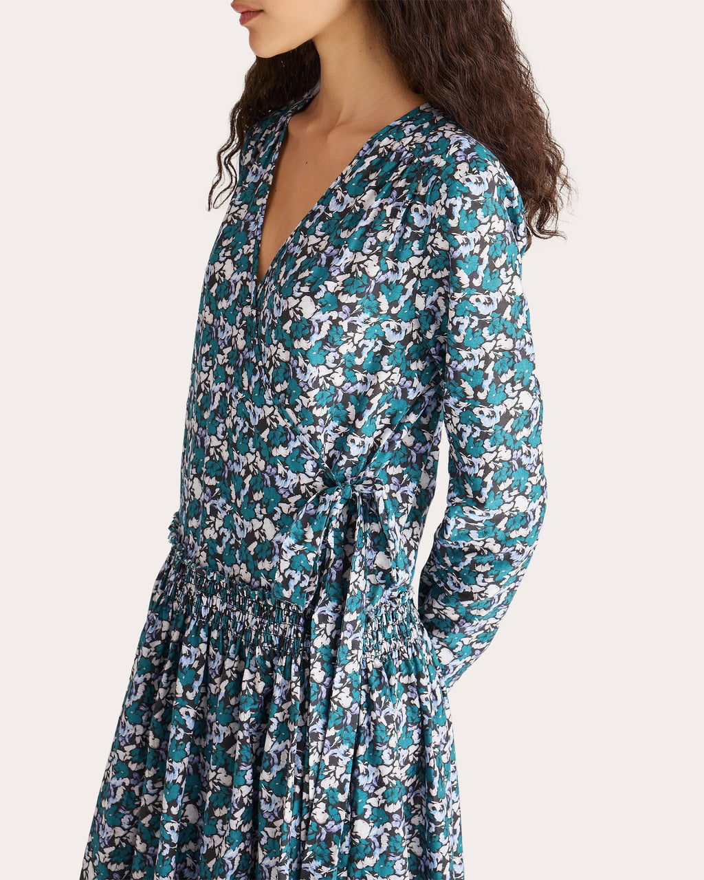 Lilas Printed Smocked Cotton Wrap Dress