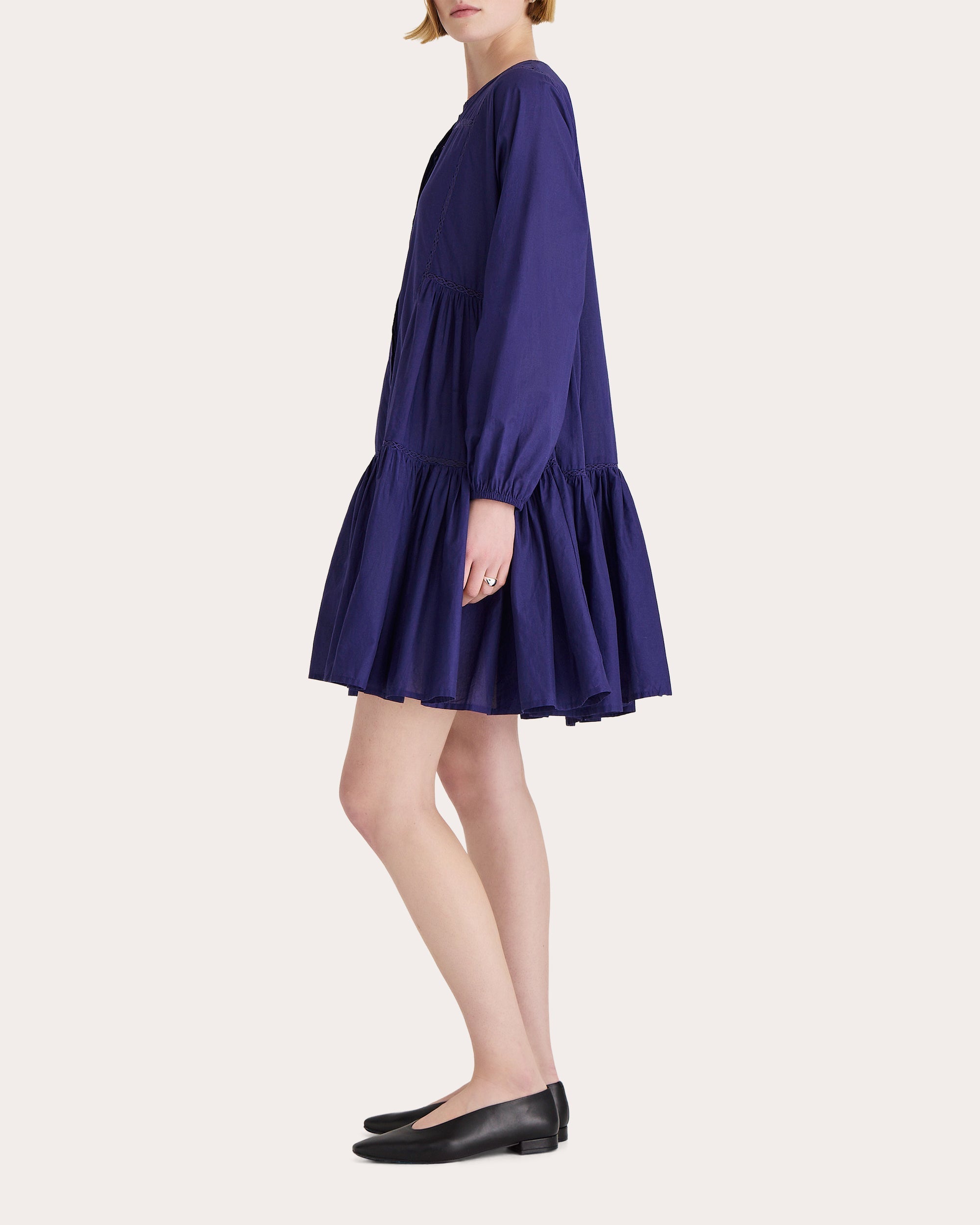 Veda Tiered Lace-Inset Cotton Mini Dress