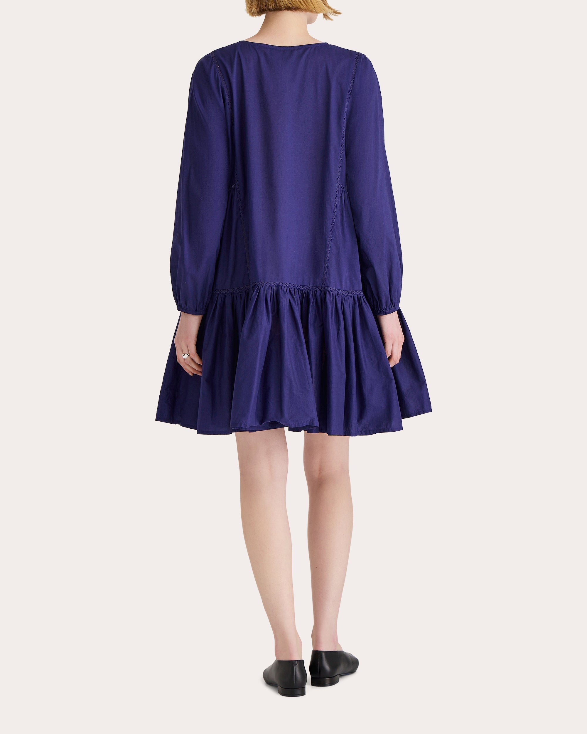 Veda Tiered Lace-Inset Cotton Mini Dress