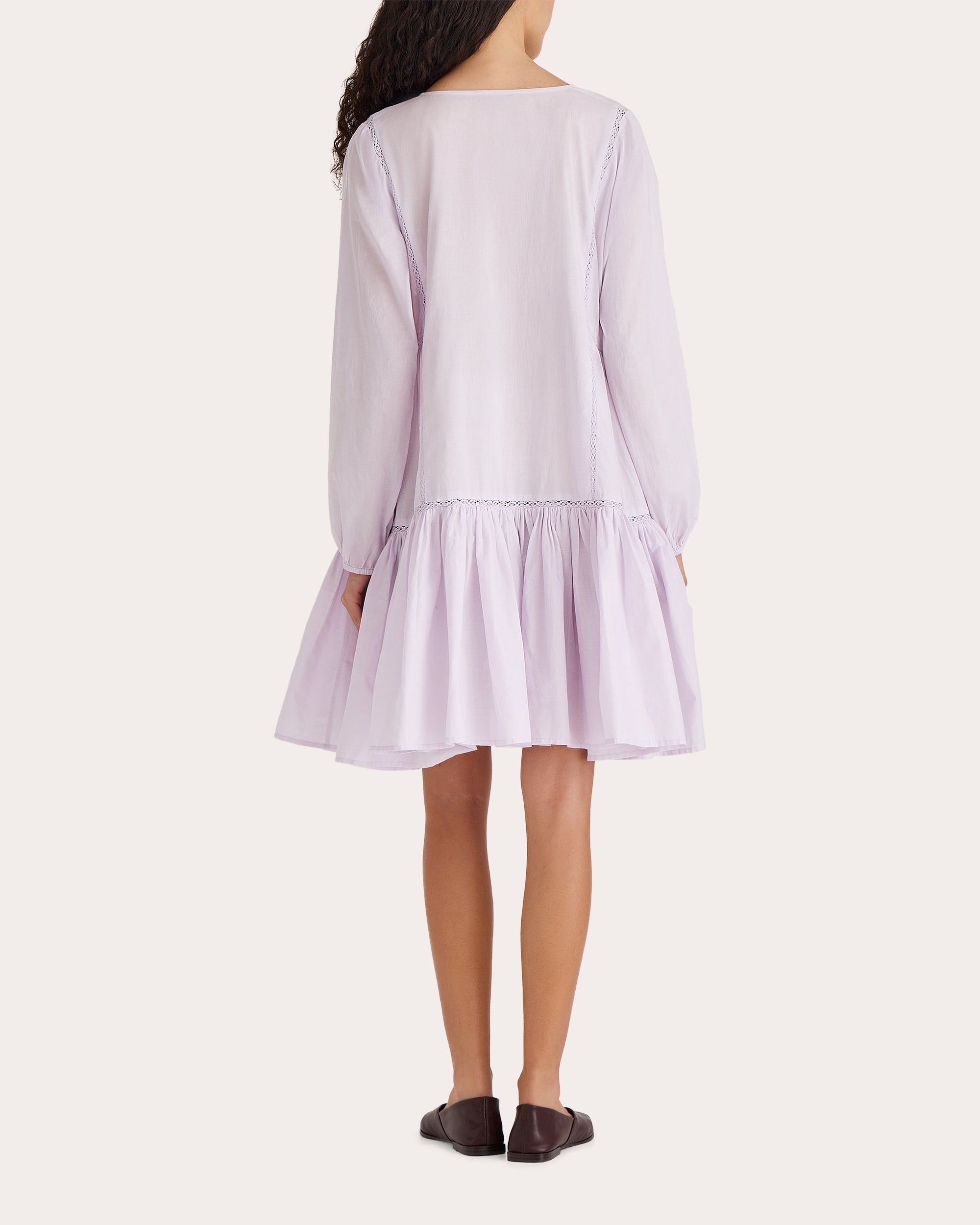 Veda Tiered Lace-Inset Cotton Mini Dress