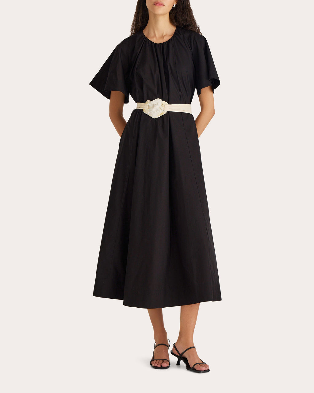 Yume Pleated Cotton Poplin Midi Dress