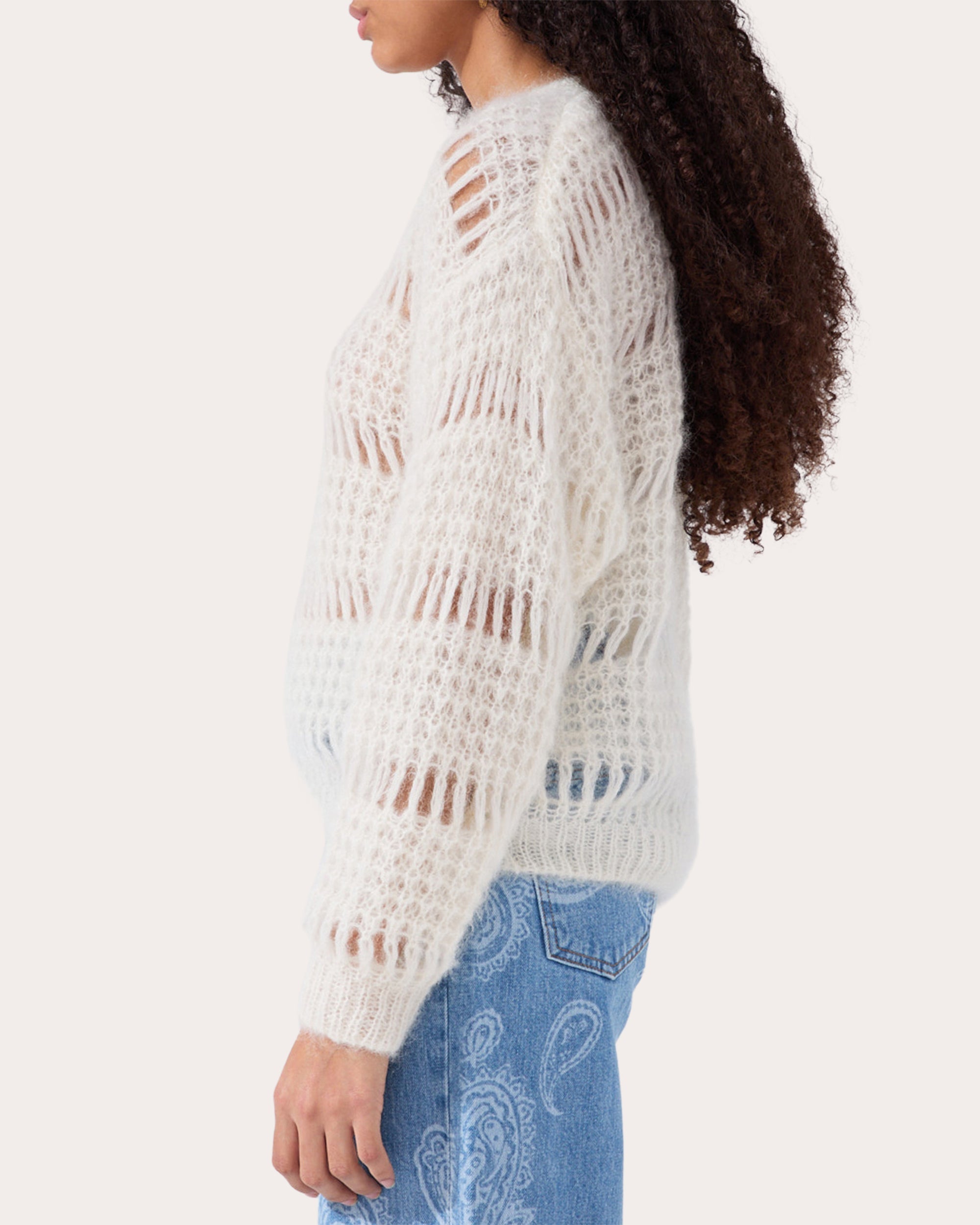 Gwen Open-Knit Mohair Blend Sweater
