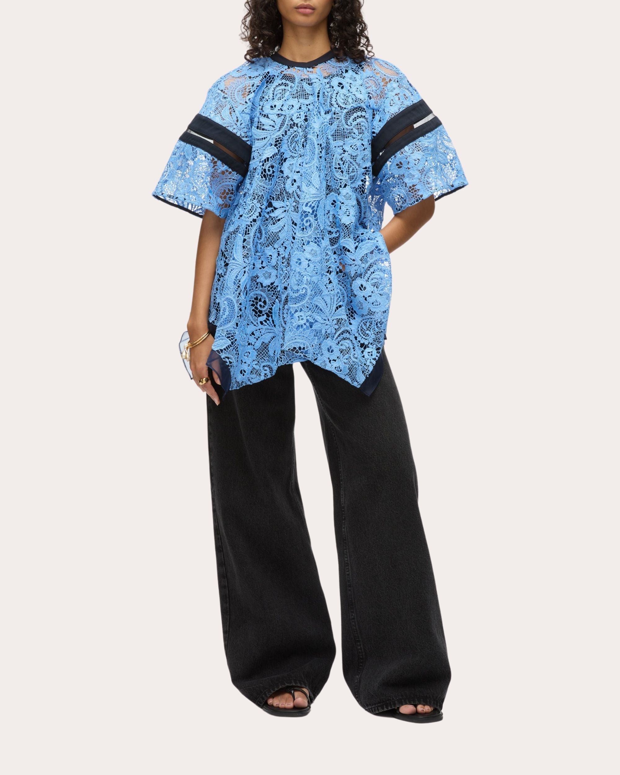 Asymmetric Paneled Lace Top
