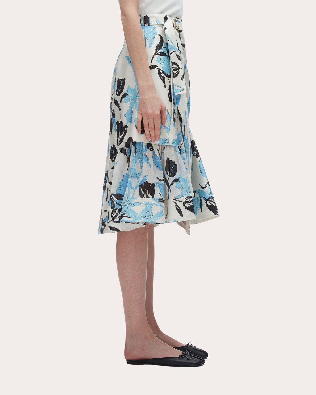 Belted Floral-Print Silk-Cotton Blend Wrap Skirt