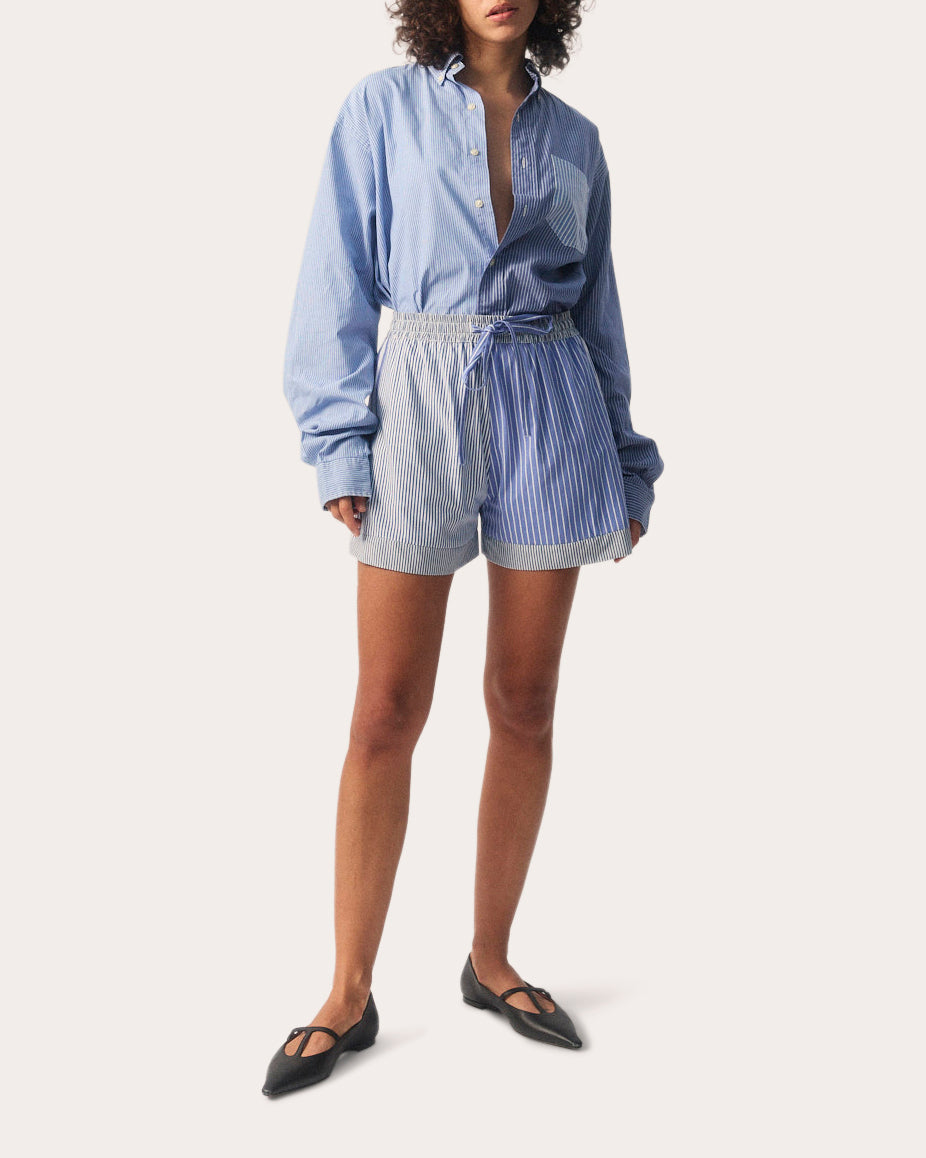 Missy Stripted Cotton-Poplin Shorts