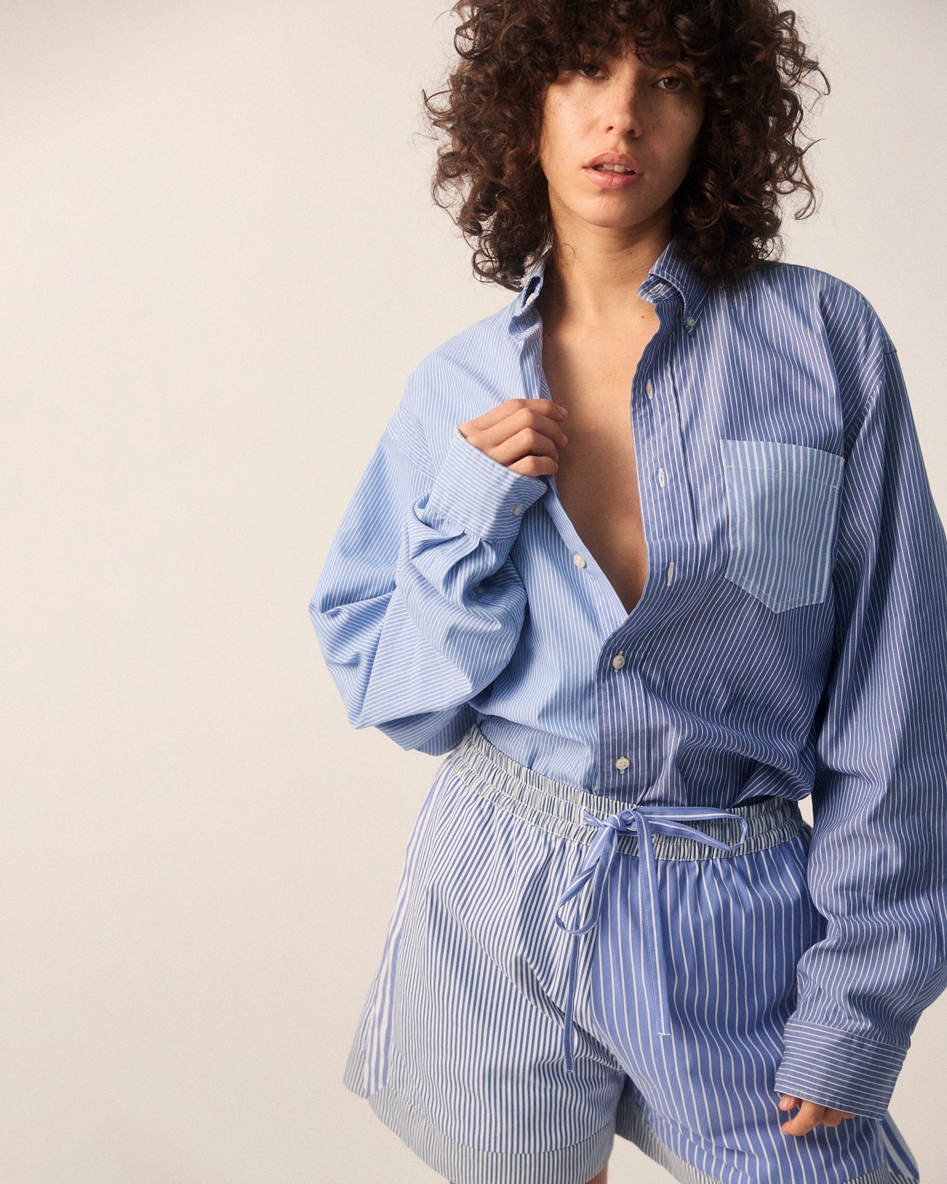 Missy Stripted Cotton-Poplin Shorts
