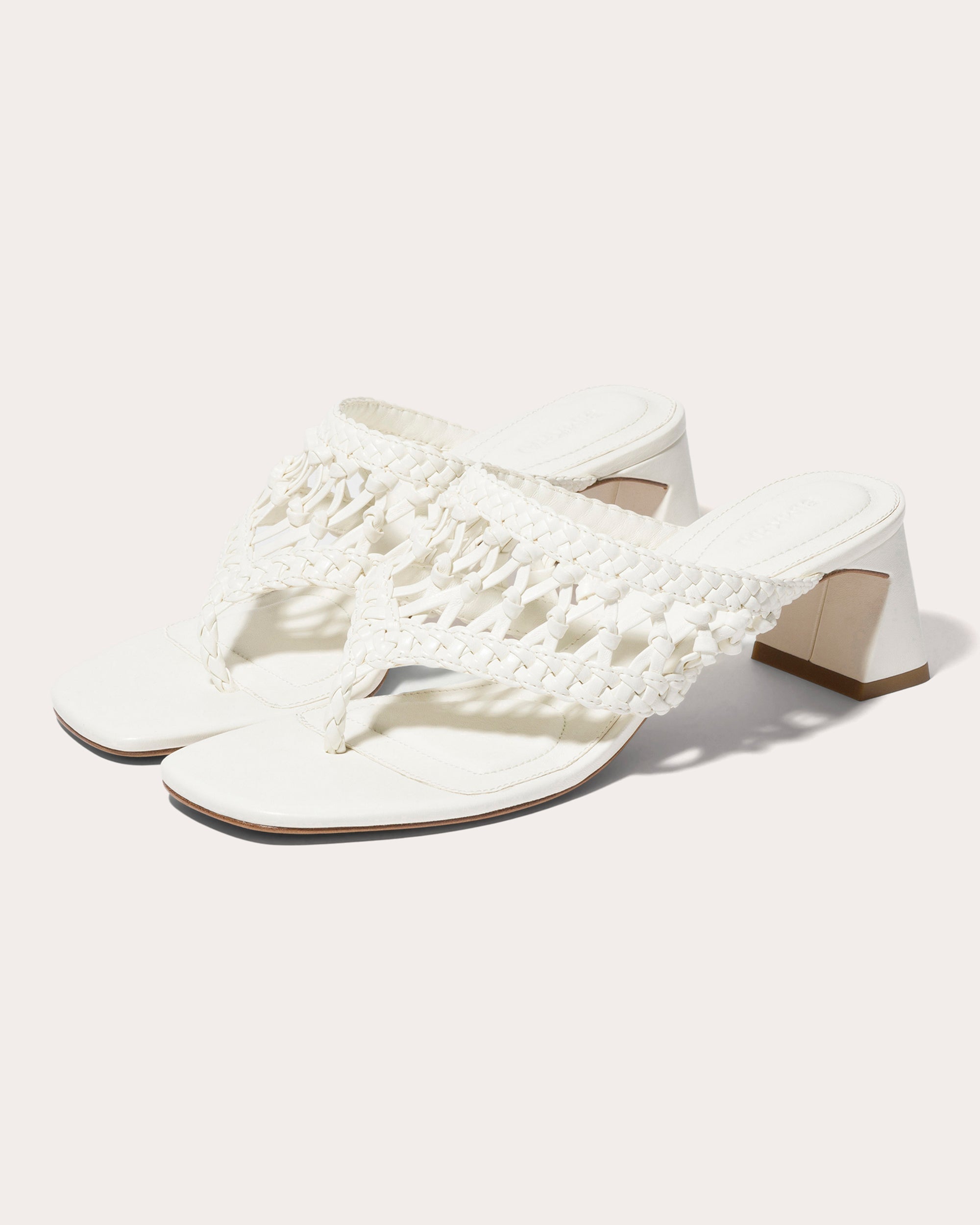 Alia Woven Leather Block-Heel Sandal