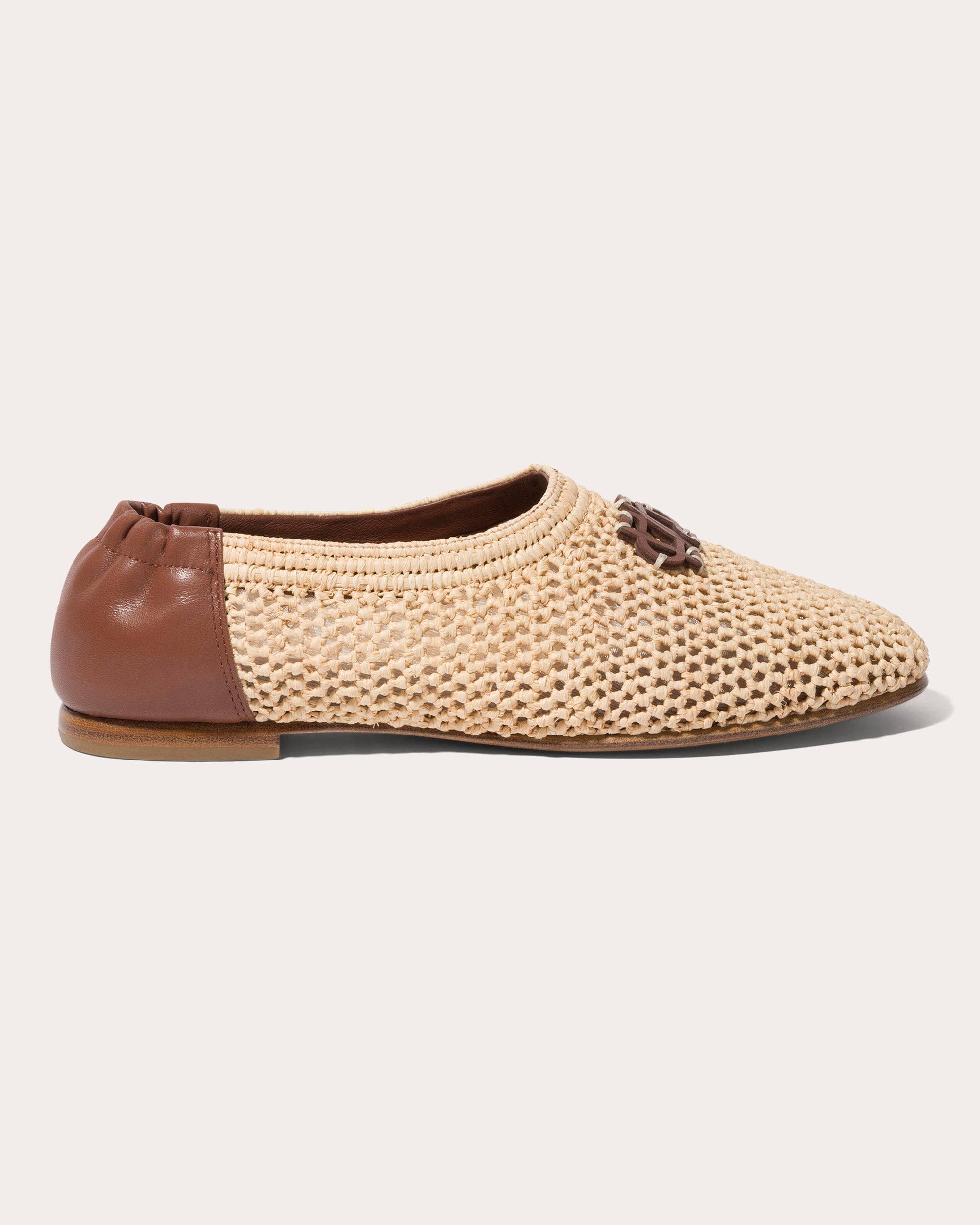 Eden Monogram Raffia Ballet Flat