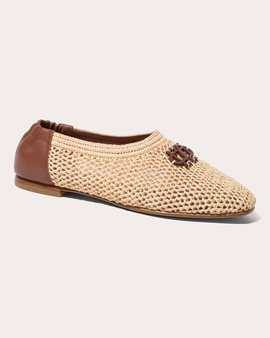 Eden Monogram Raffia Ballet Flat