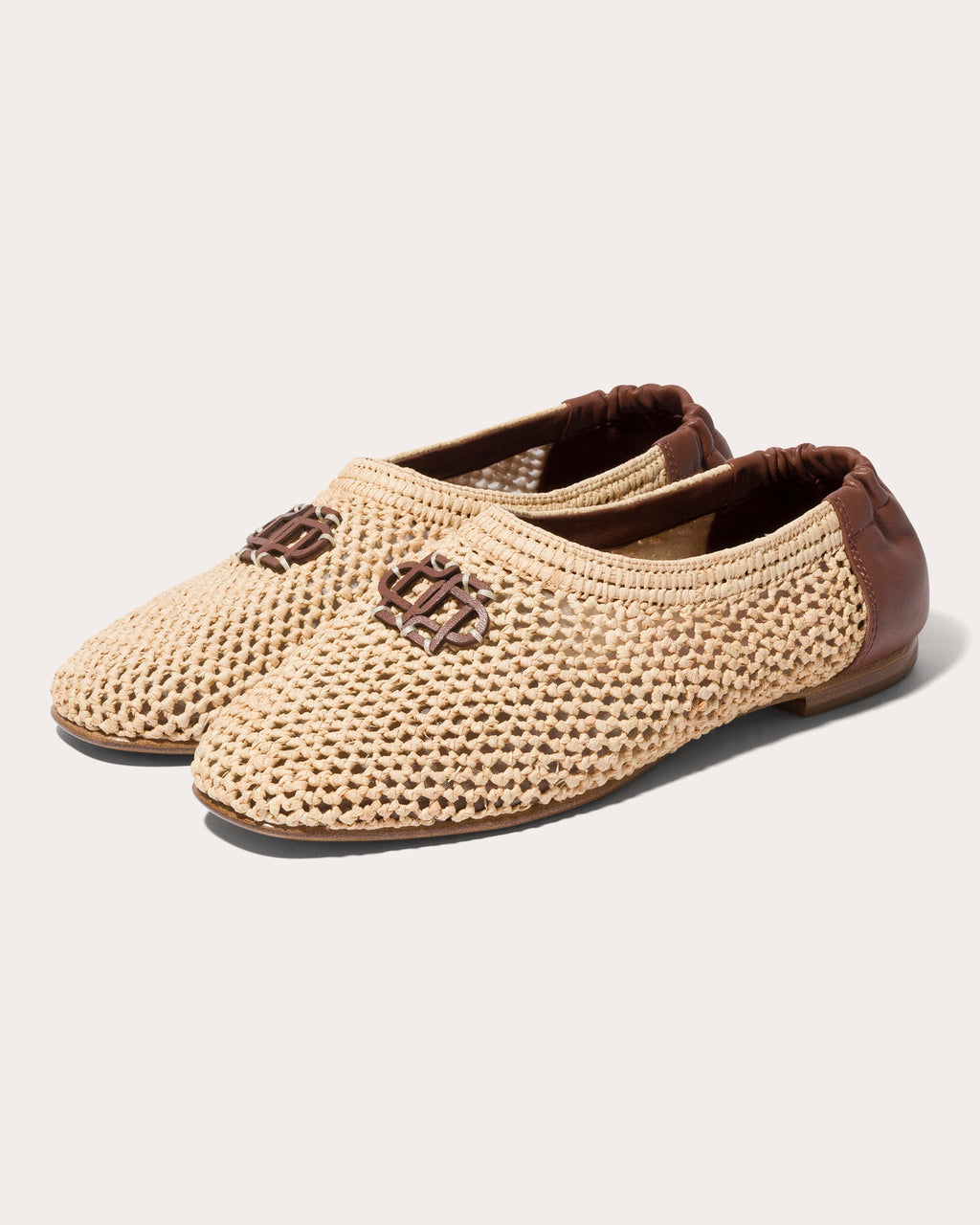 Eden Monogram Raffia Ballet Flat
