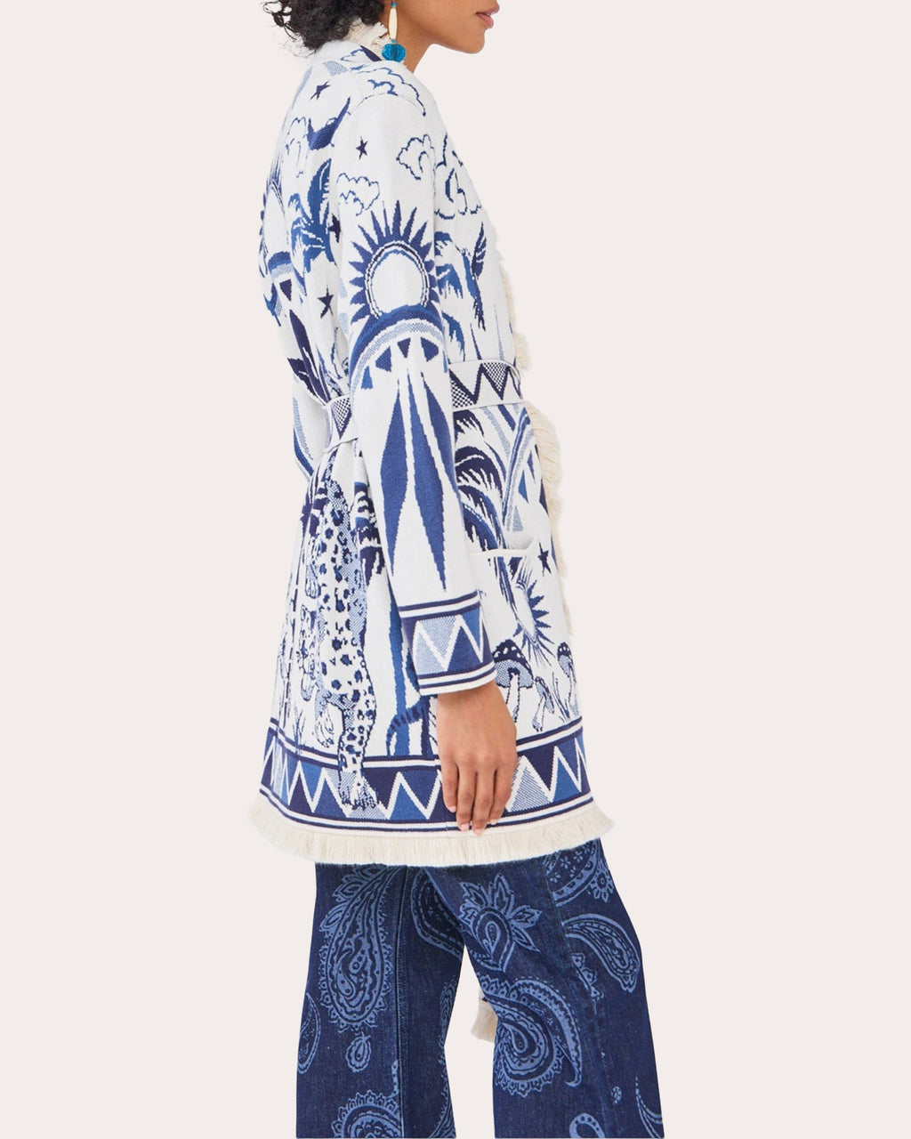 Magic Leopard Belted Cotton-Jacquard Cardigan