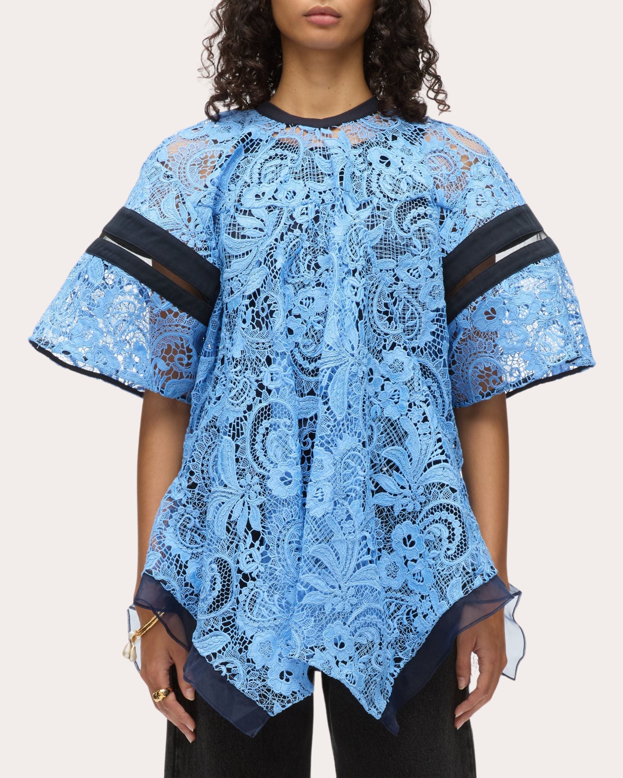 Asymmetric Paneled Lace Top