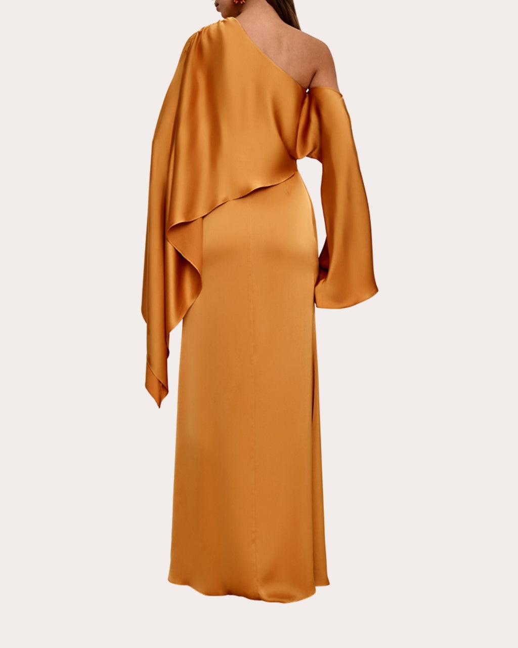 Leena Asymmetric Cape-Effect Satin Maxi Dress