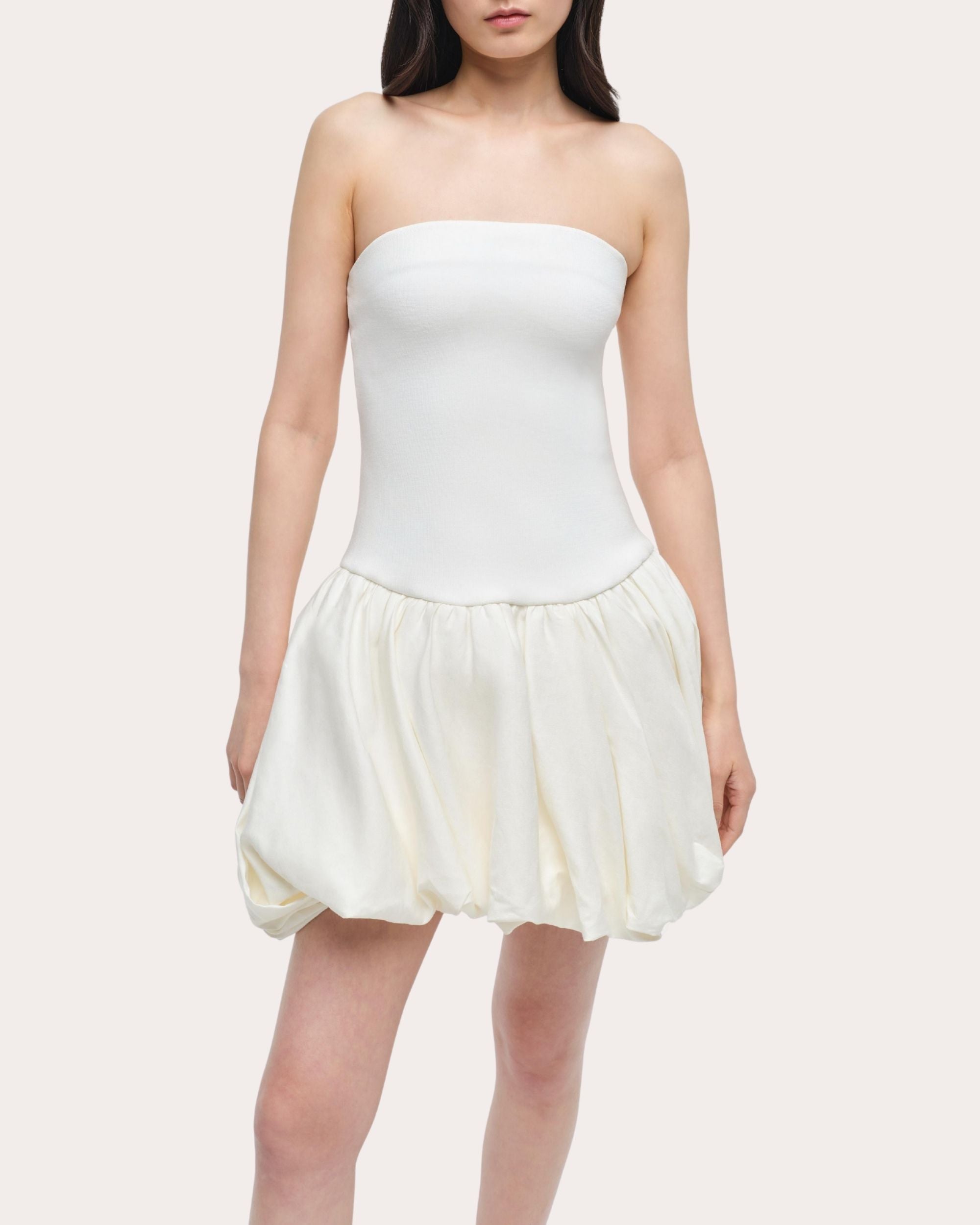 Pollie Knit Bubble Strapless Mini Dress