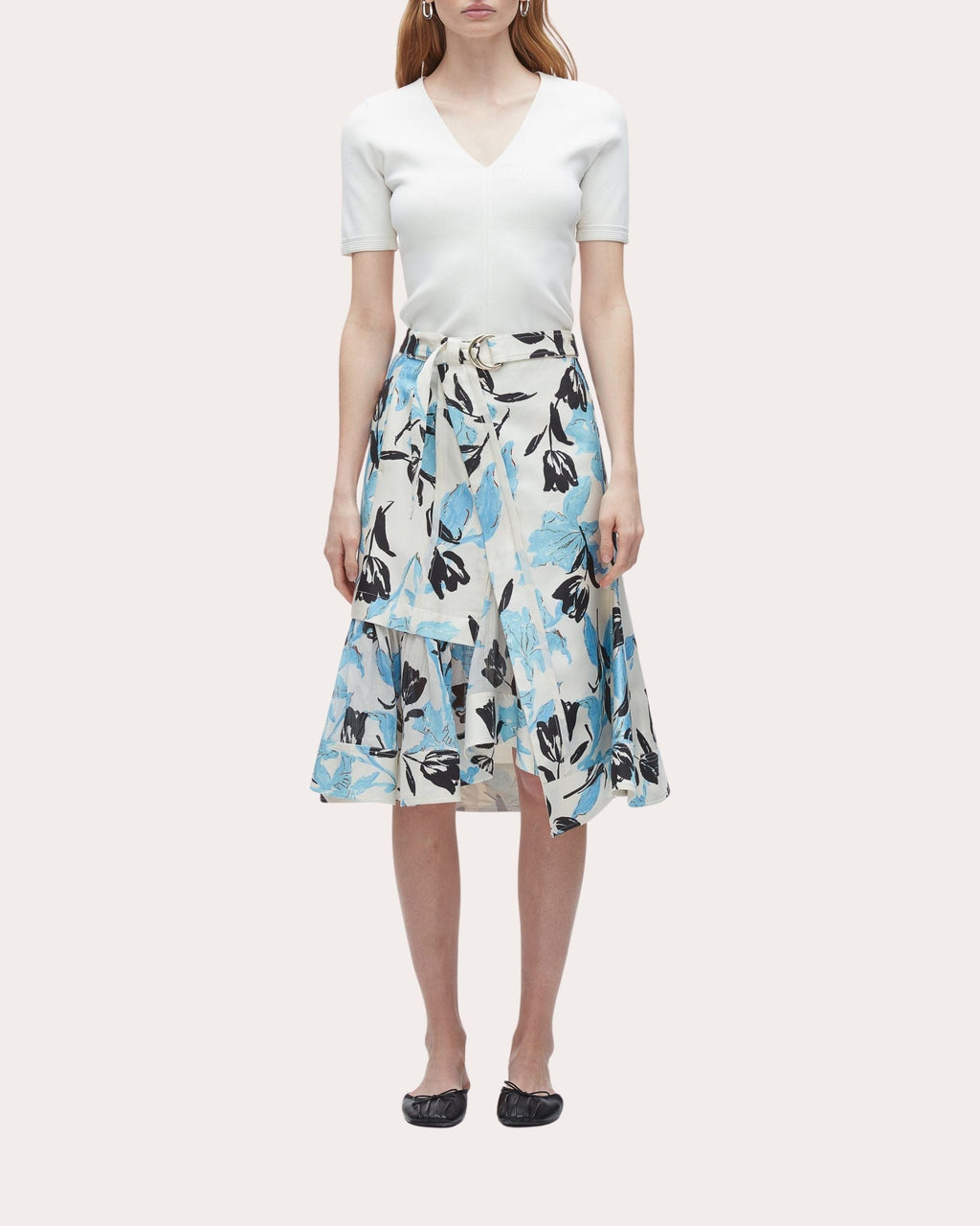 Belted Floral-Print Silk-Cotton Blend Wrap Skirt