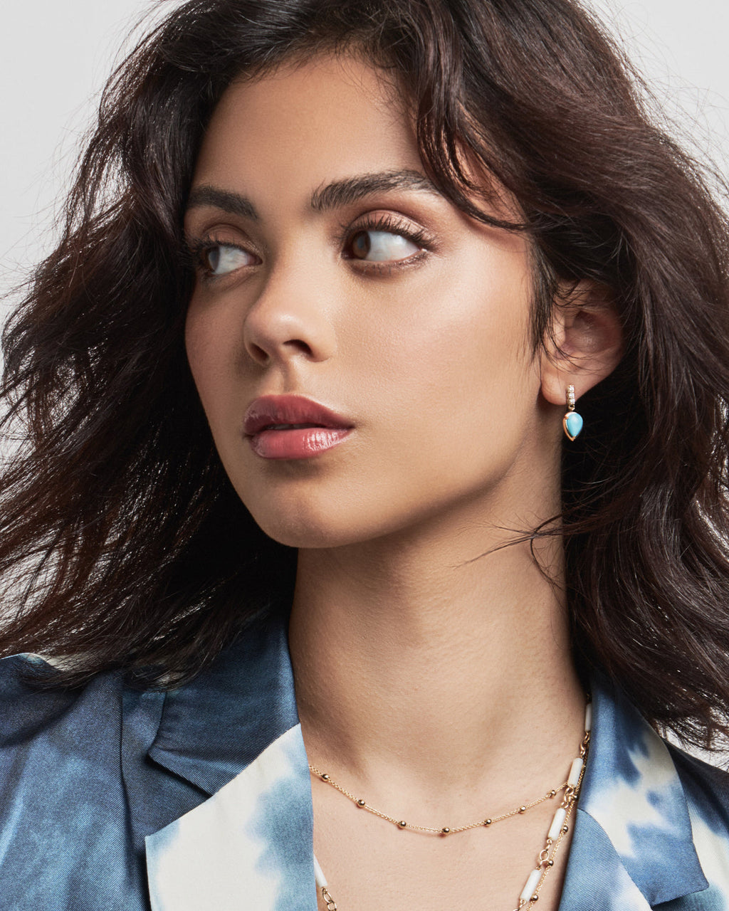Palace 14K Gold Turquoise and Diamond Earrings