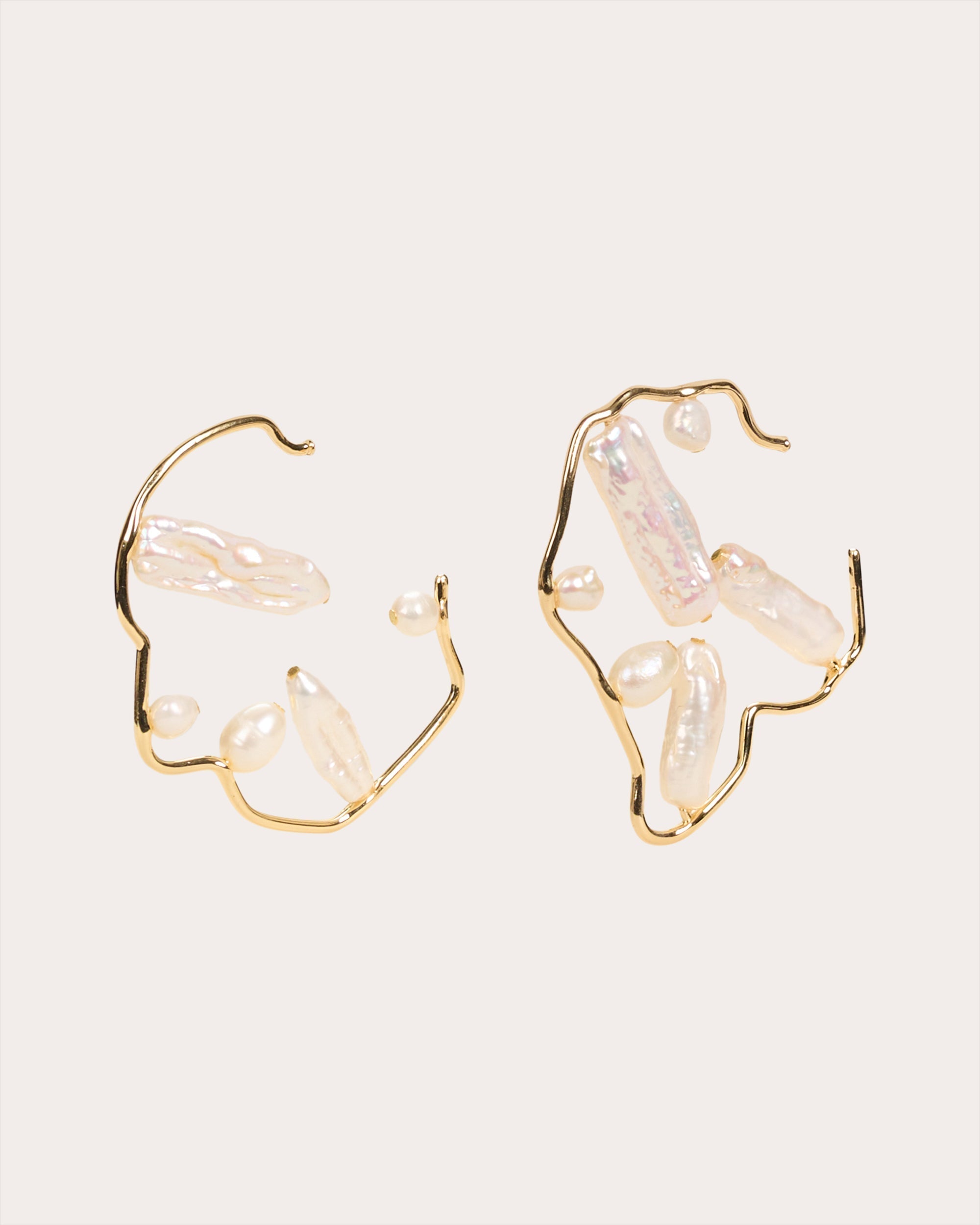 Juana Gold-Tone and Pearl Hoop Earrings