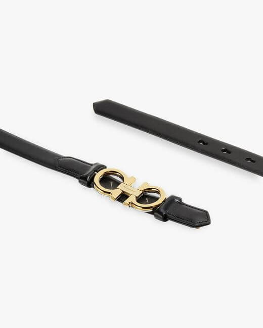 Gancini Leather Skinny Belt
