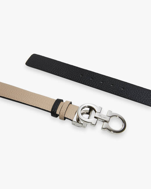 Gancini Leather Skinny Belt