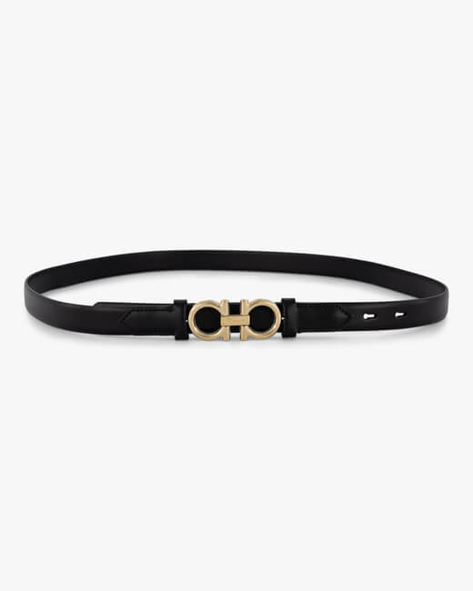 Gancini Leather Skinny Belt