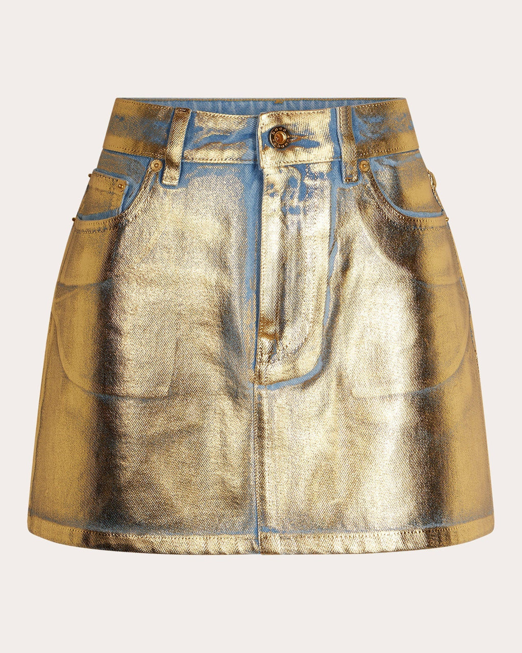 Metallic Denim Mini Skirt