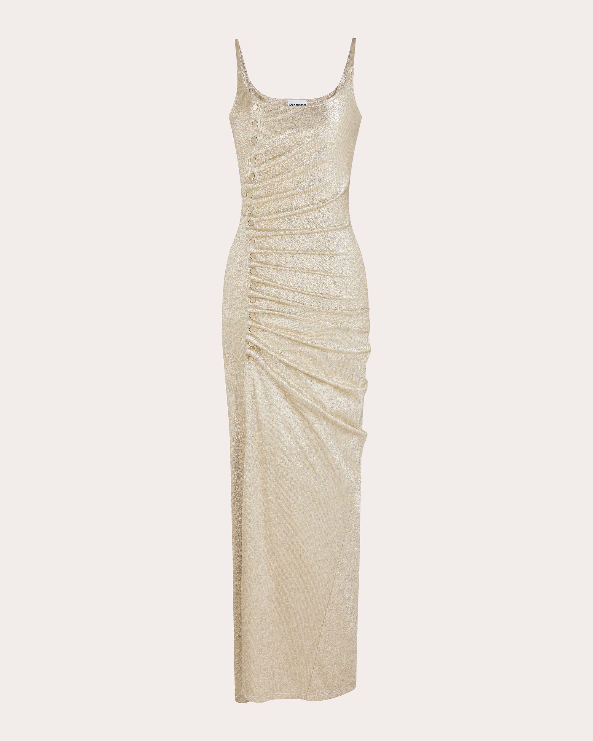 Gathered Metallic-Jersey Maxi Dress