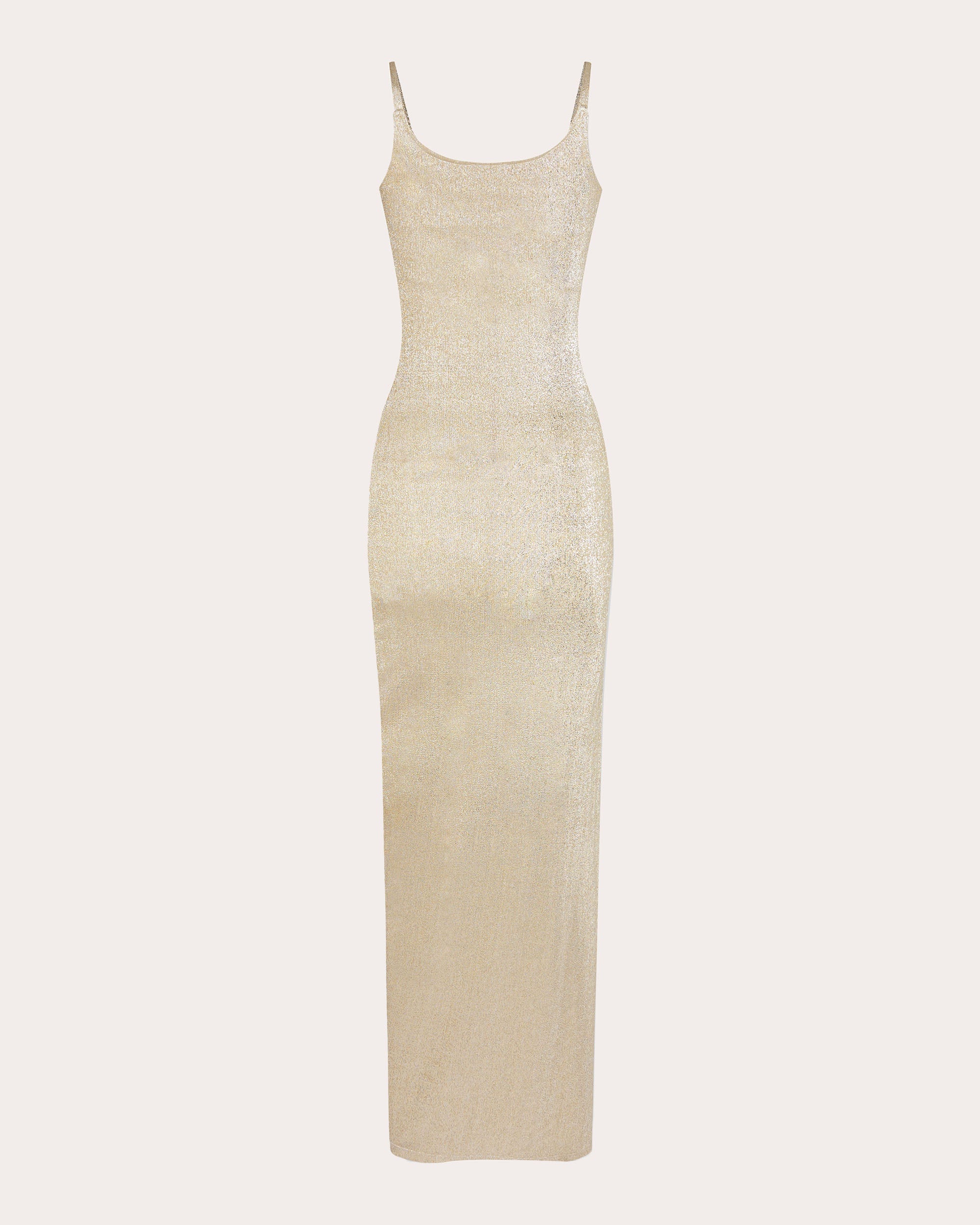 Gathered Metallic-Jersey Maxi Dress
