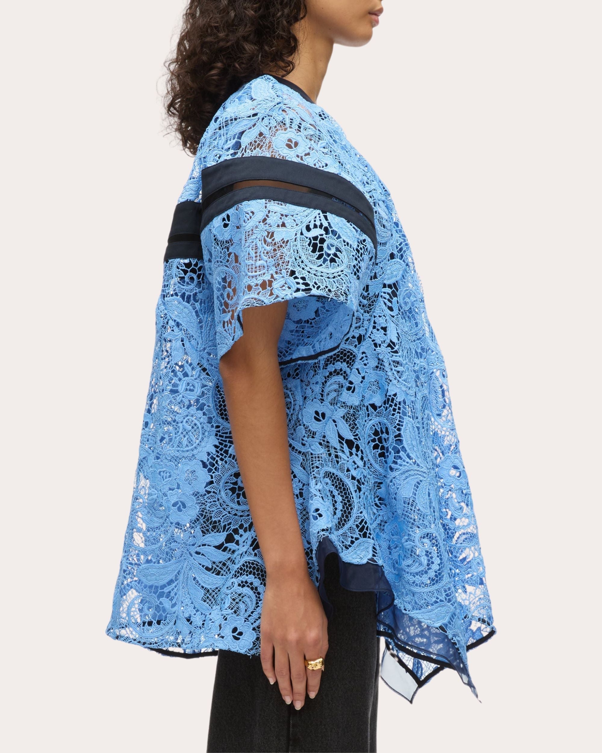 Asymmetric Paneled Lace Top