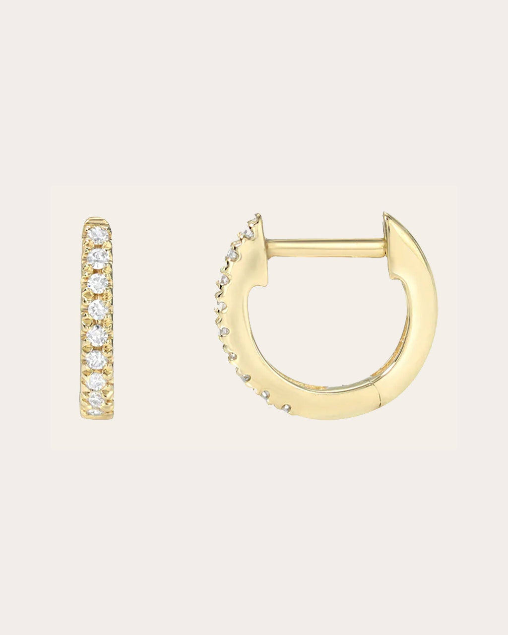 Mini 14K Gold Diamond Hoop Earrings