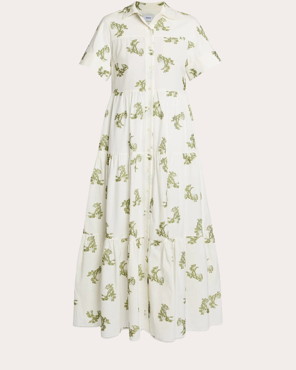 Floral Pattern Cotton Midi Shirt Dress