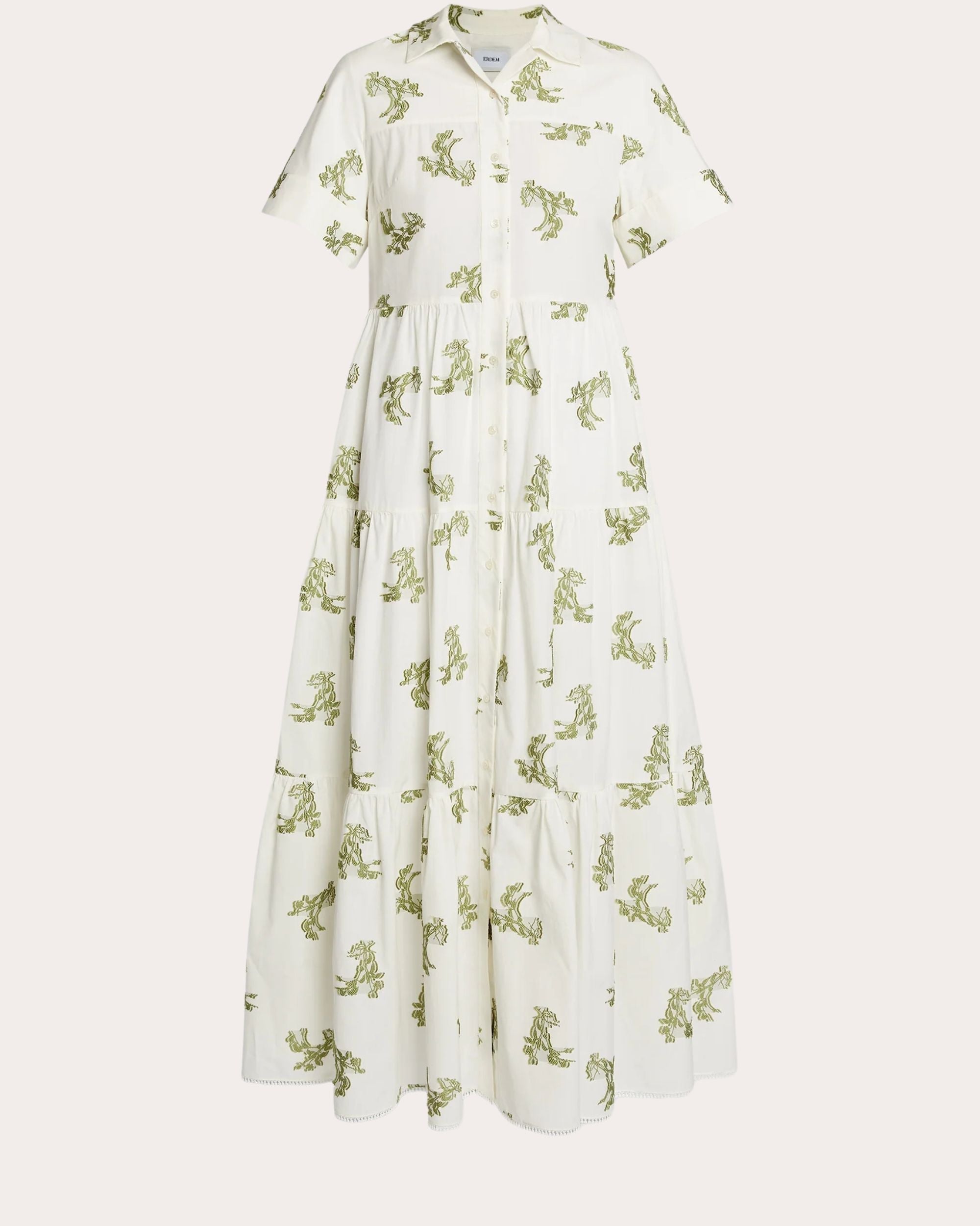 Floral Pattern Cotton Midi Shirt Dress