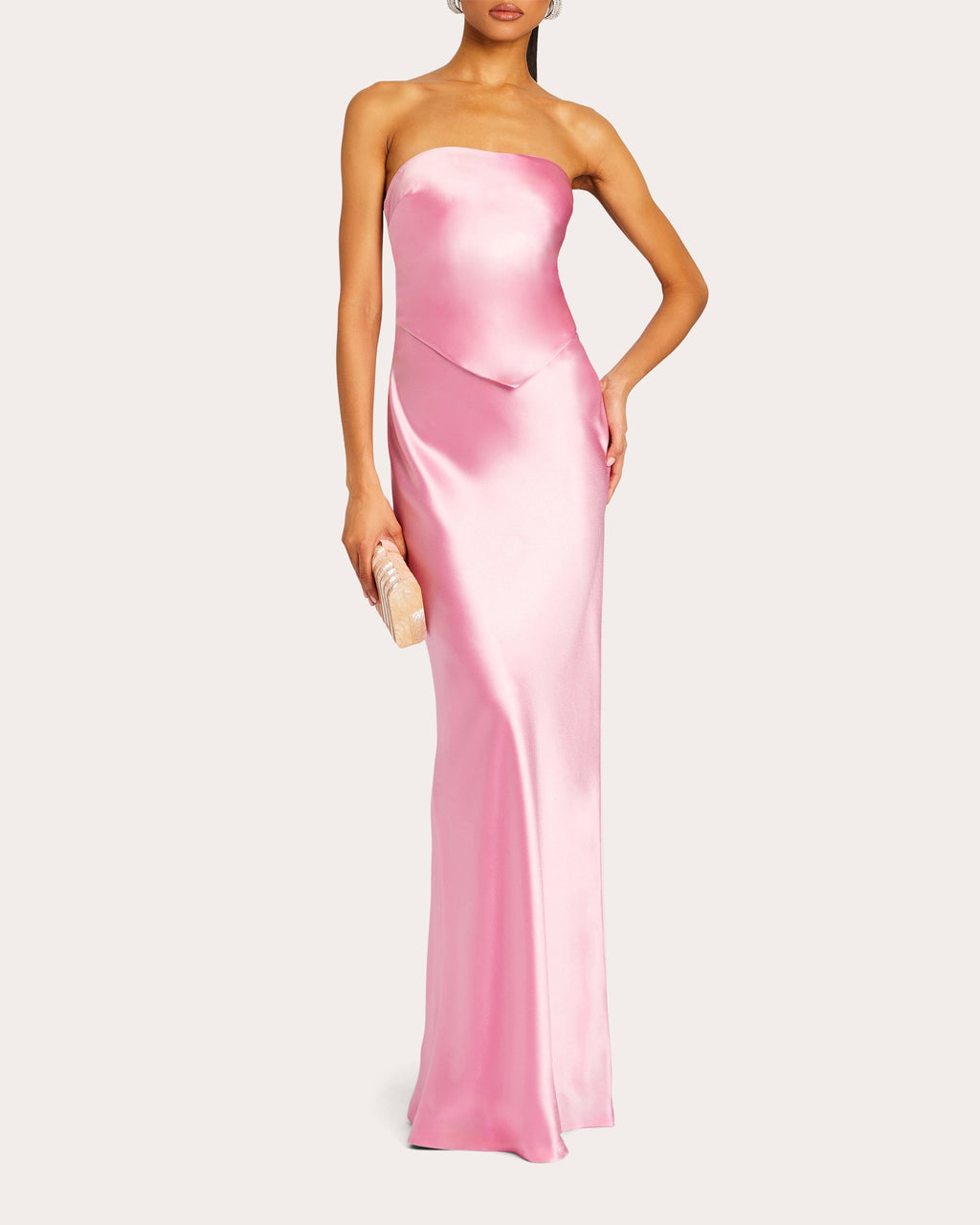 Skye Tie-Back Satin Strapless Gown