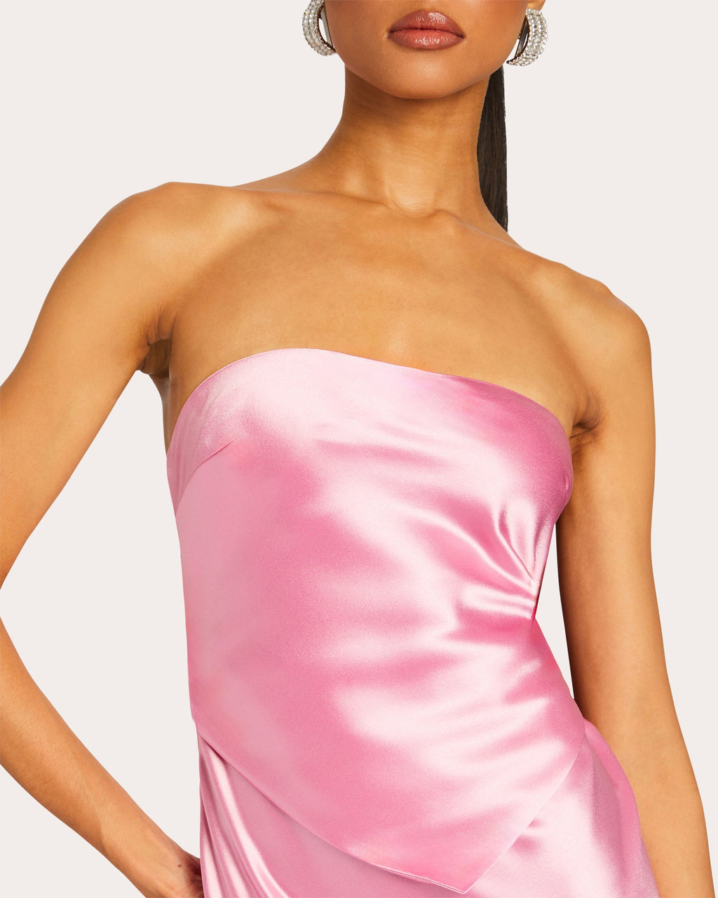 Skye Tie-Back Satin Strapless Gown