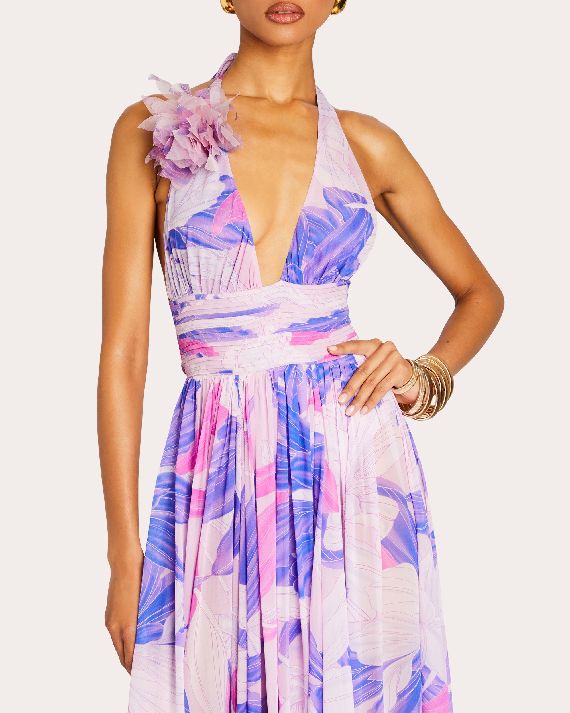 Rasha Embellished Printed Chiffon Maxi Dress