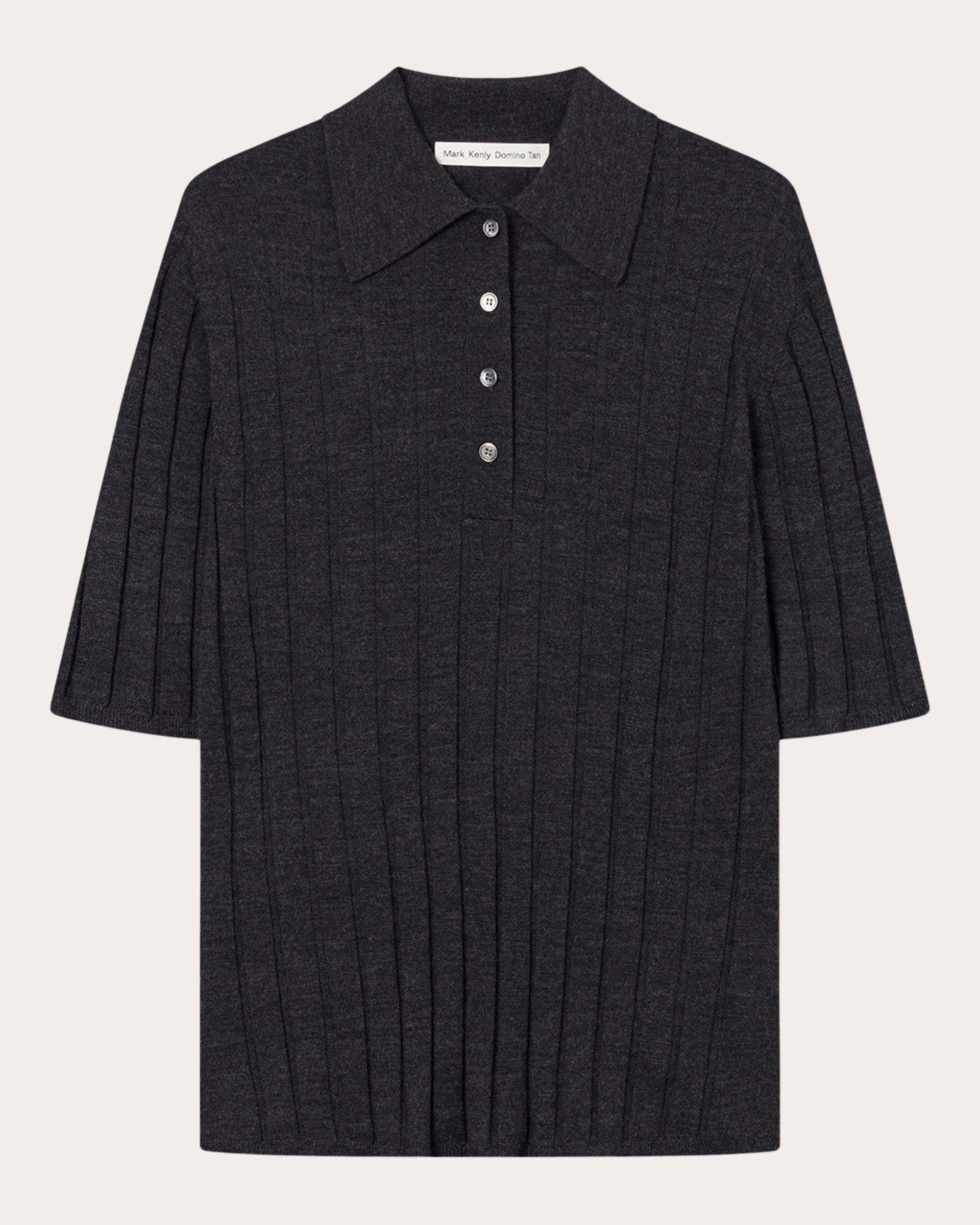 Kino Ribbed Wool Polo Top