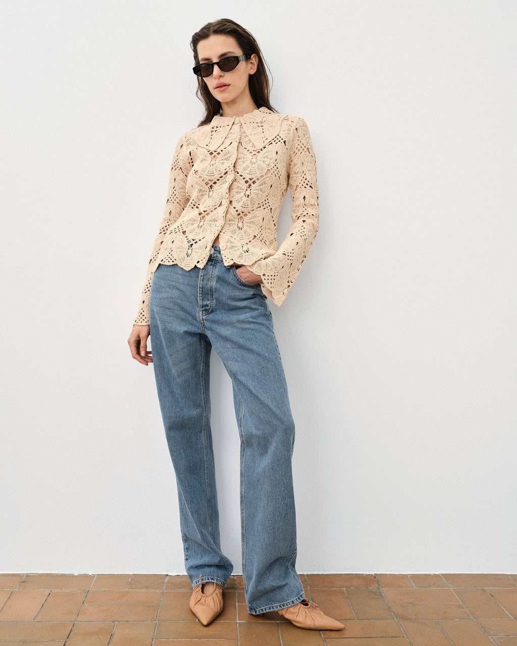 Gwenevere Cotton-Crochet Shirt