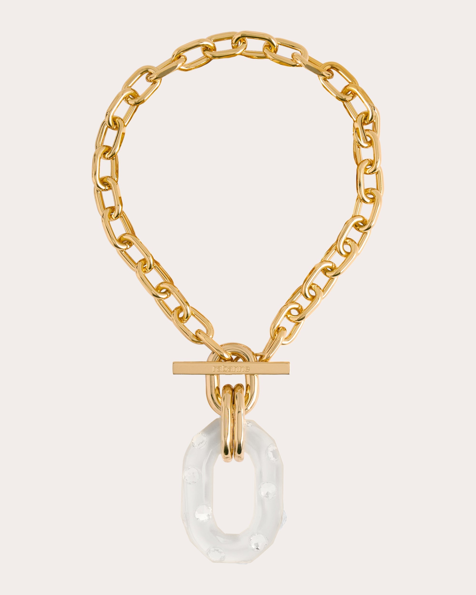 XL Link Crystal Embellished Acrylic Gold Tone Necklace