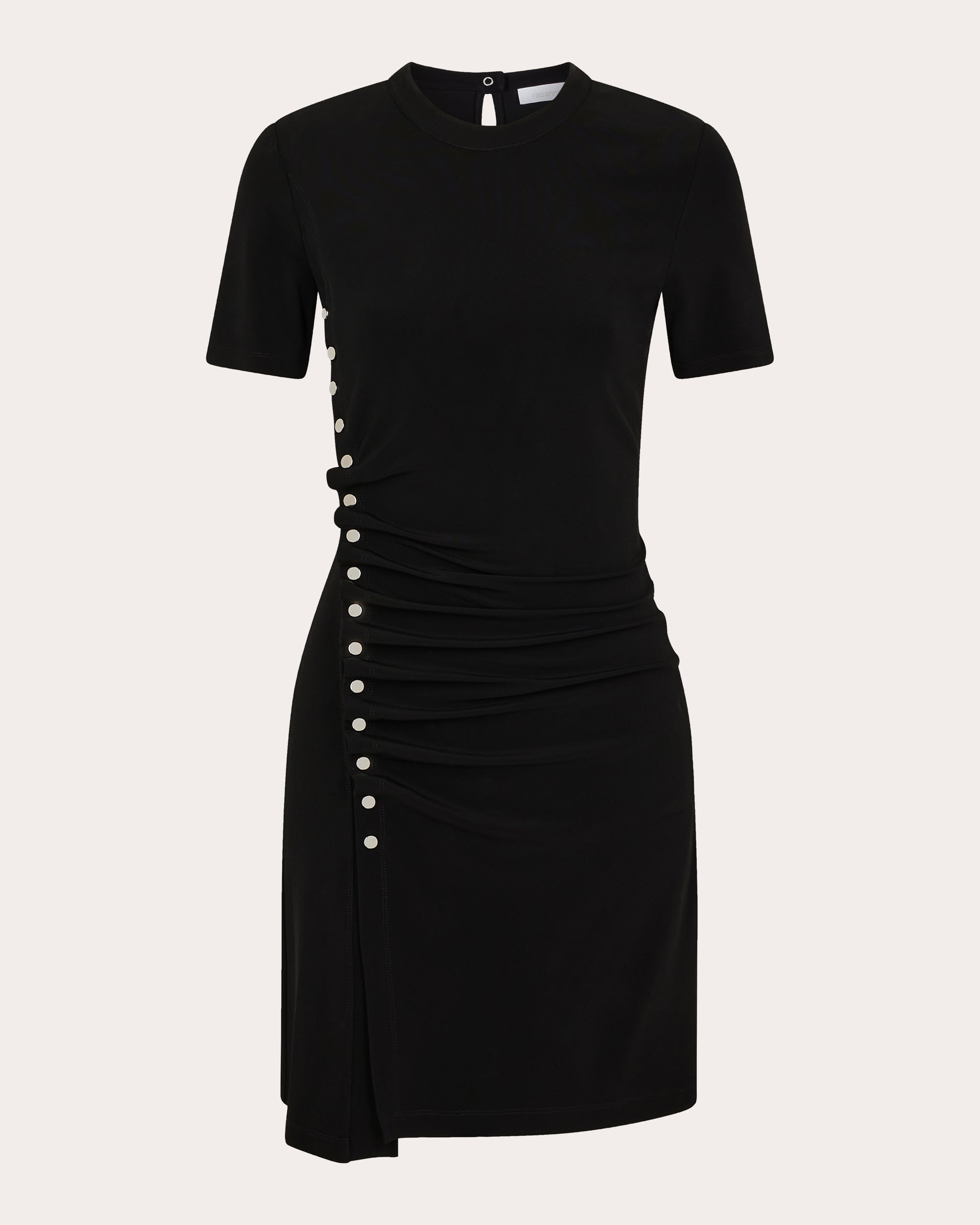 Gathered Embellished Jersey Mini Dress