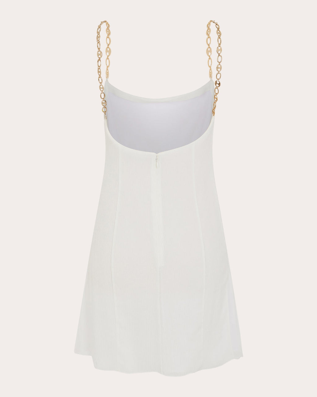 Chain-Embellished Plissé Mini Dress