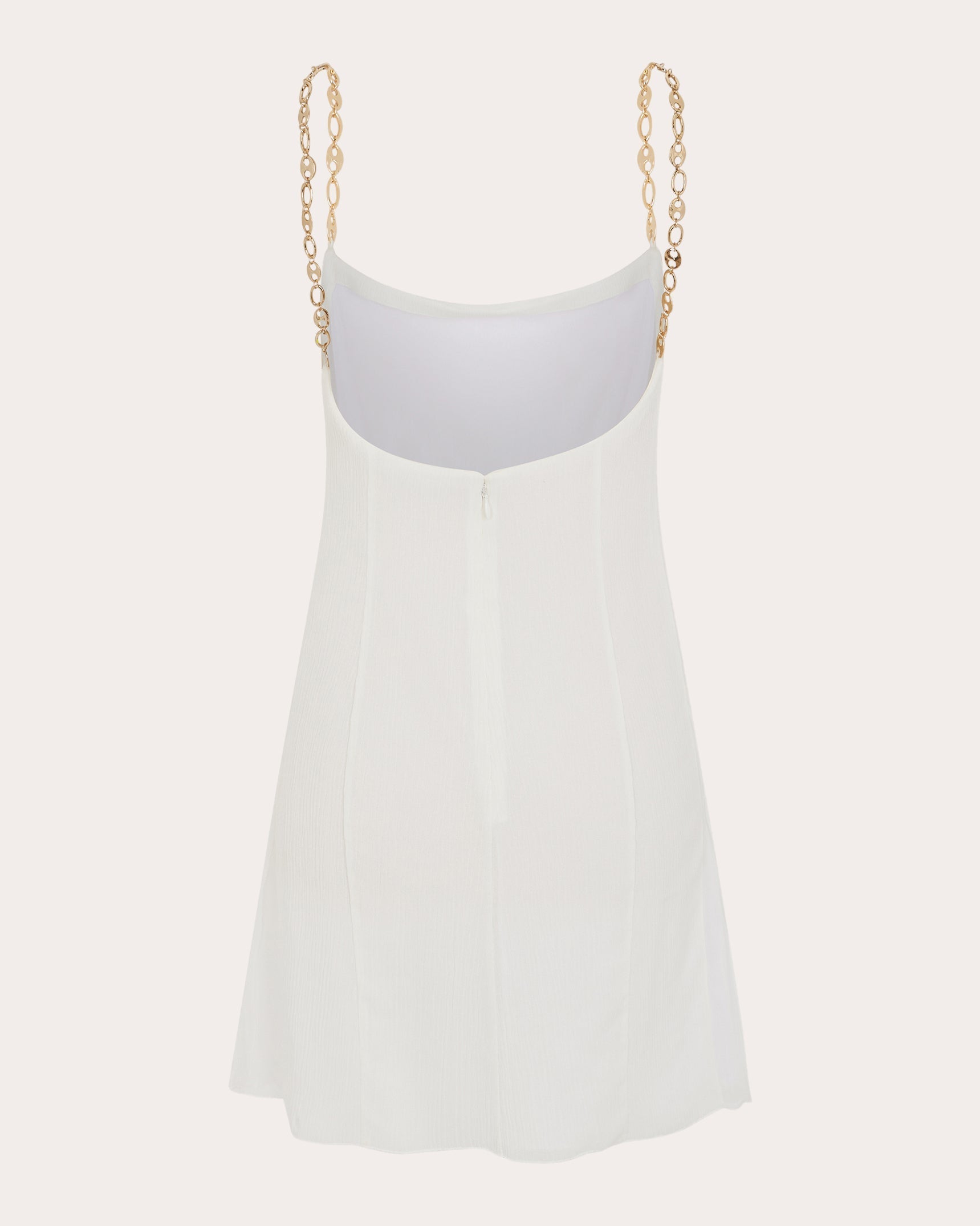 Chain-Embellished Plissé Mini Dress