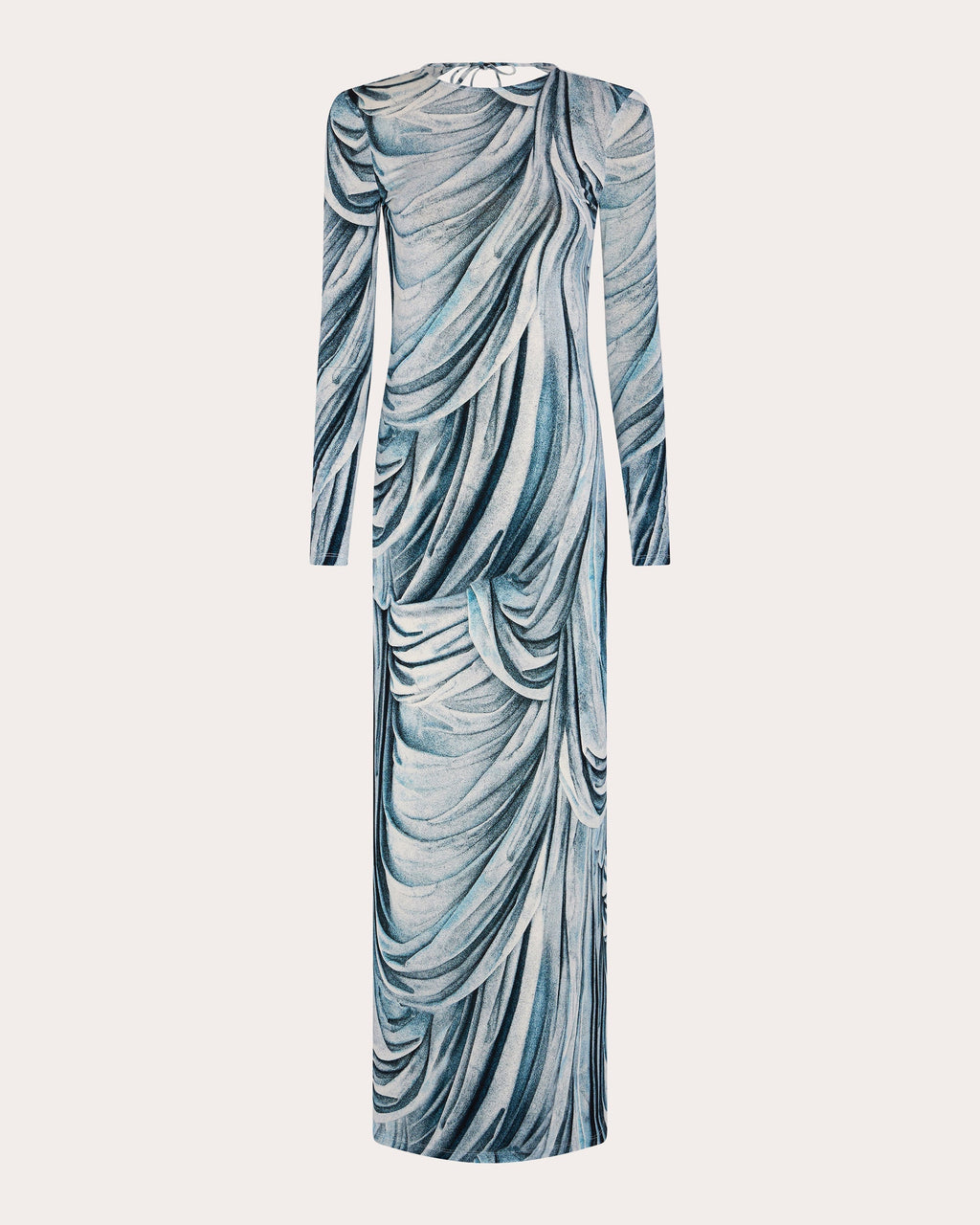 Printed Open-Back Jersey Maxi Dress
